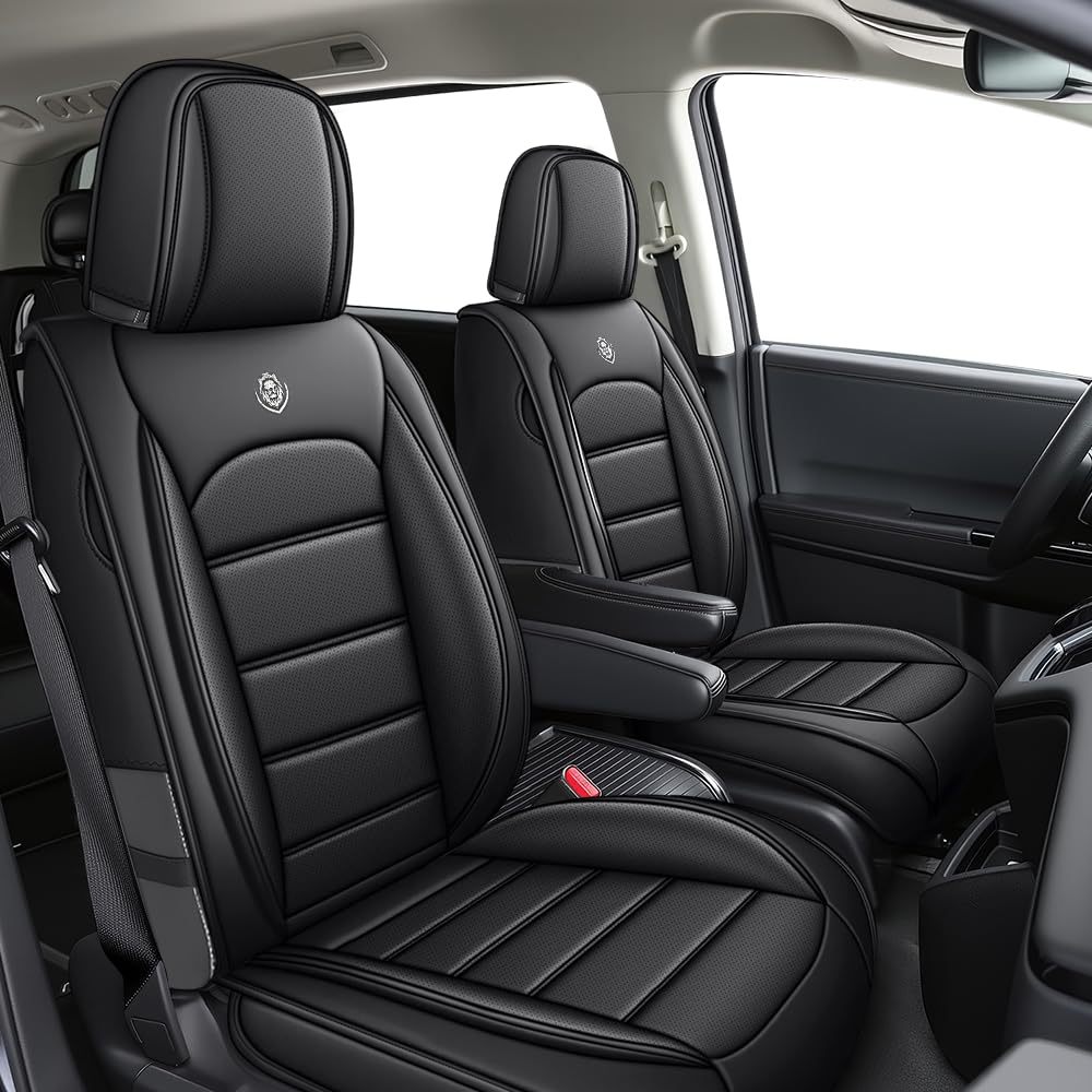 JOJ Seat Covers for Subaru Ascent 2019-2025,Custom Fit Nappa Leather Seat Covers Full Set for 7 Seats - Black Premium Leather Seat Protectors with Airbag Compatible & Easy Installation