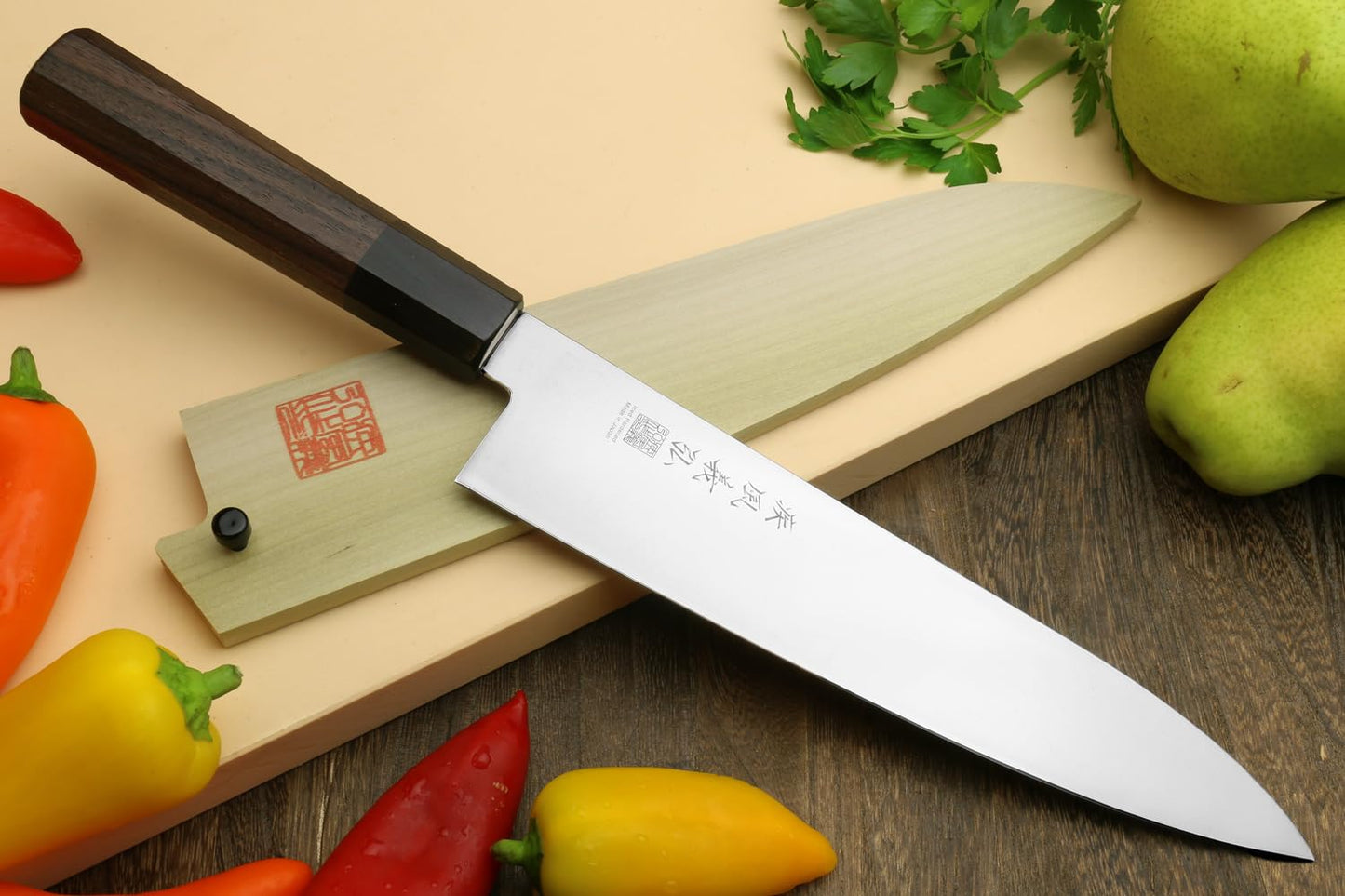 Yoshihiro AUS10 Ice Hardened Stainless Steel Wa Gyuto Japanese Chef Knife Rosewood Handle (8.25"(210mm))