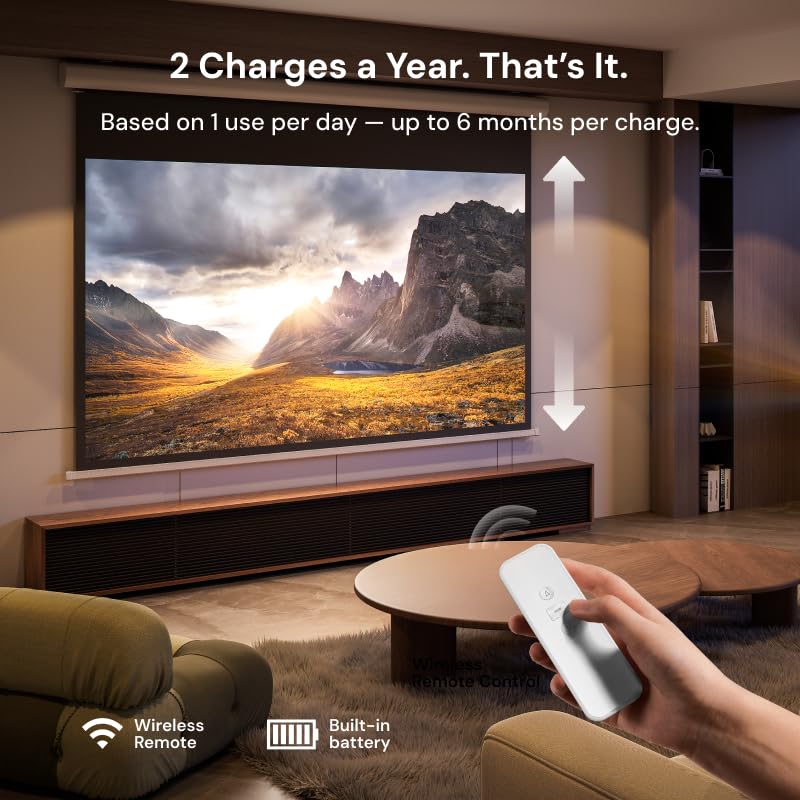 Valerion 120" Motorized Projector Screen, Outdoor Waterproof Drop-Down Screen, 2 Recharges Yearly, 4K/8K Ultra HD, Wrinkle-Free, Aluminum Frame, for Theater-Grade Home & Backyard Movie Night