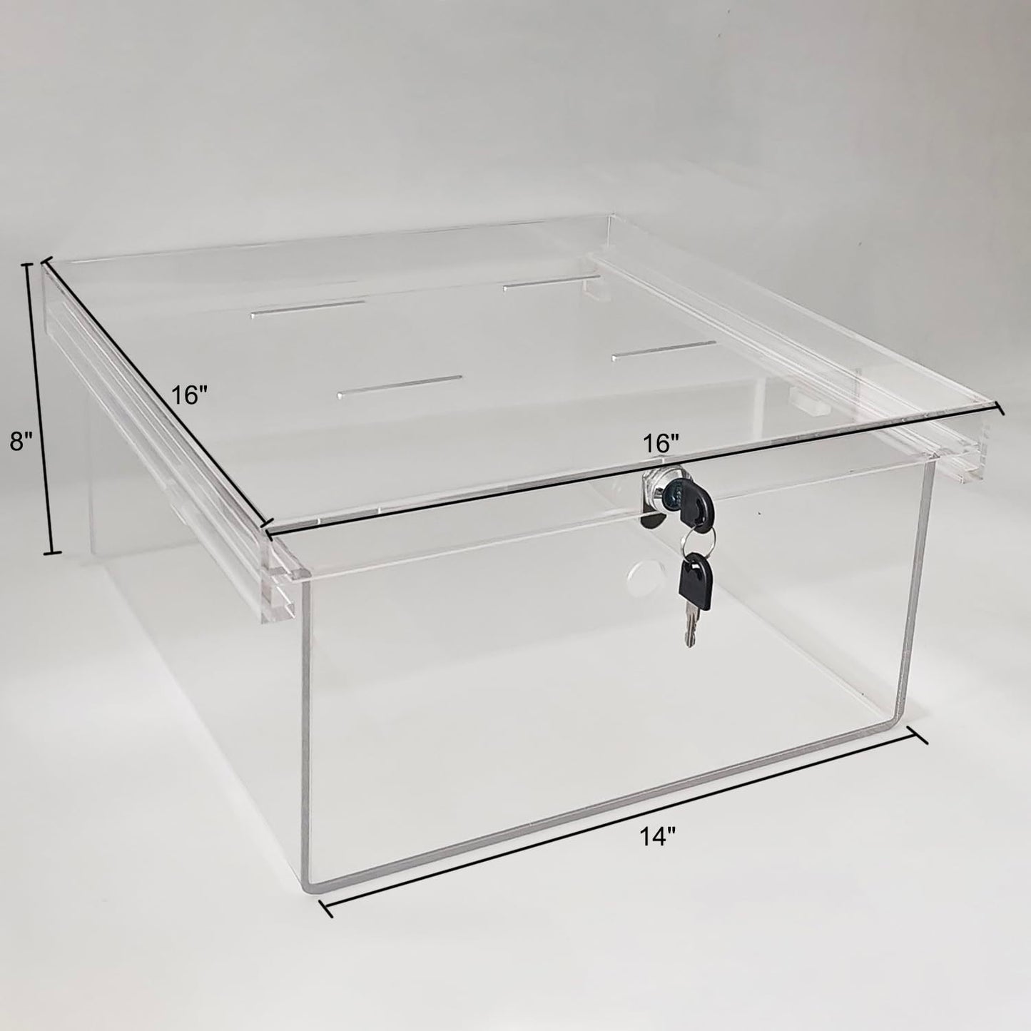 CiaoHER Extra Large Clear Acrylic Refrigerator Medicines Insulin Narcotics Storage Lock Box with Two Keys and Mounting Hardware,16''D x 14''W x 8''H