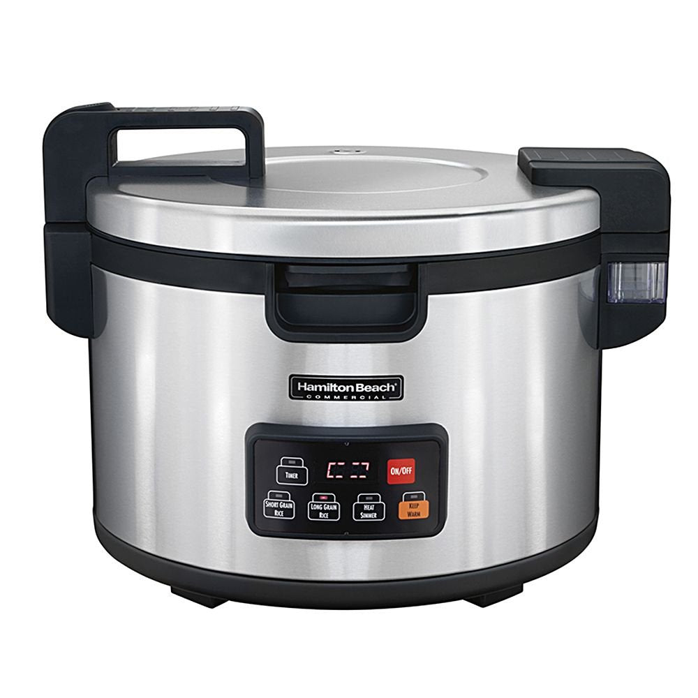 Hamilton Beach Commercial 37590 Rice Cooker/Warmer, 90 Cups Cooked Rice Capacity, Double-Wall Insulated, Nonstick Inner Pot, Hinged Lid, Stainless Steel Housing, NEMA 6-15P Plug Type, Conforms to NSF