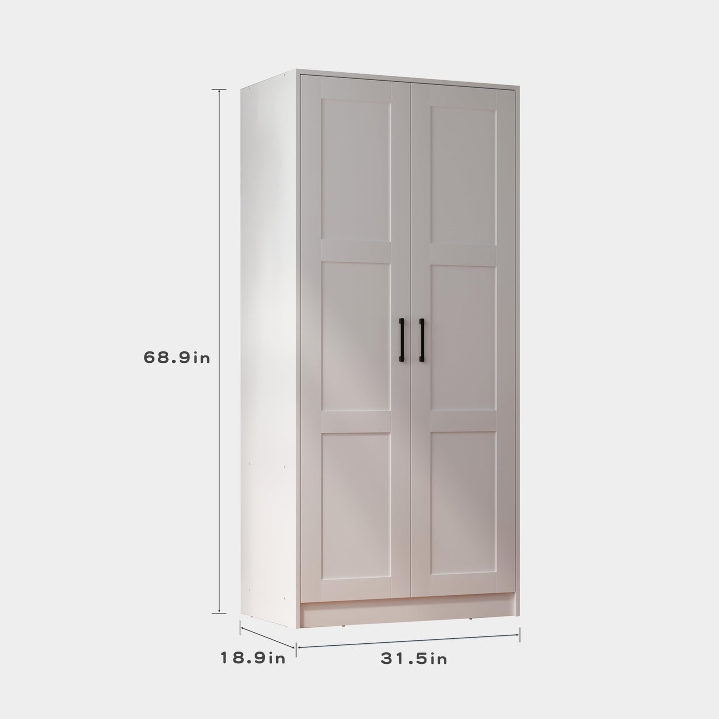 Fddevelop Fenghua Lizhi Wood White Wardrobe Closet with 2 Doors,Bedroom Freestanding Armoire Storage Cabinet with Shelves,Wooden Wardrobe Combination for Hanging Clothes