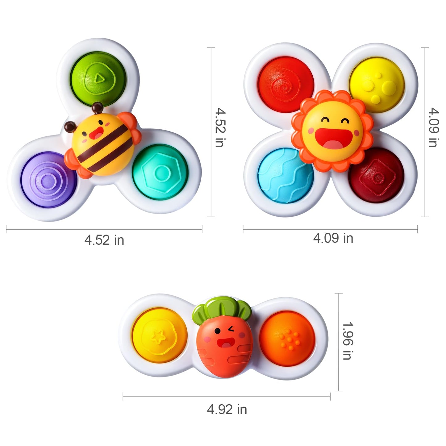 ALASOU 3PCS Pop Suction Cup Spinner Sensory Airplane Travel Toys for 1 Year Old Boy Girl Infant Toddlers|Novelty Spinning Tops 12 18 Months|1 2 Year Old Boy Birthday Gift|Baby Bath Toy Kids Ages 1-3