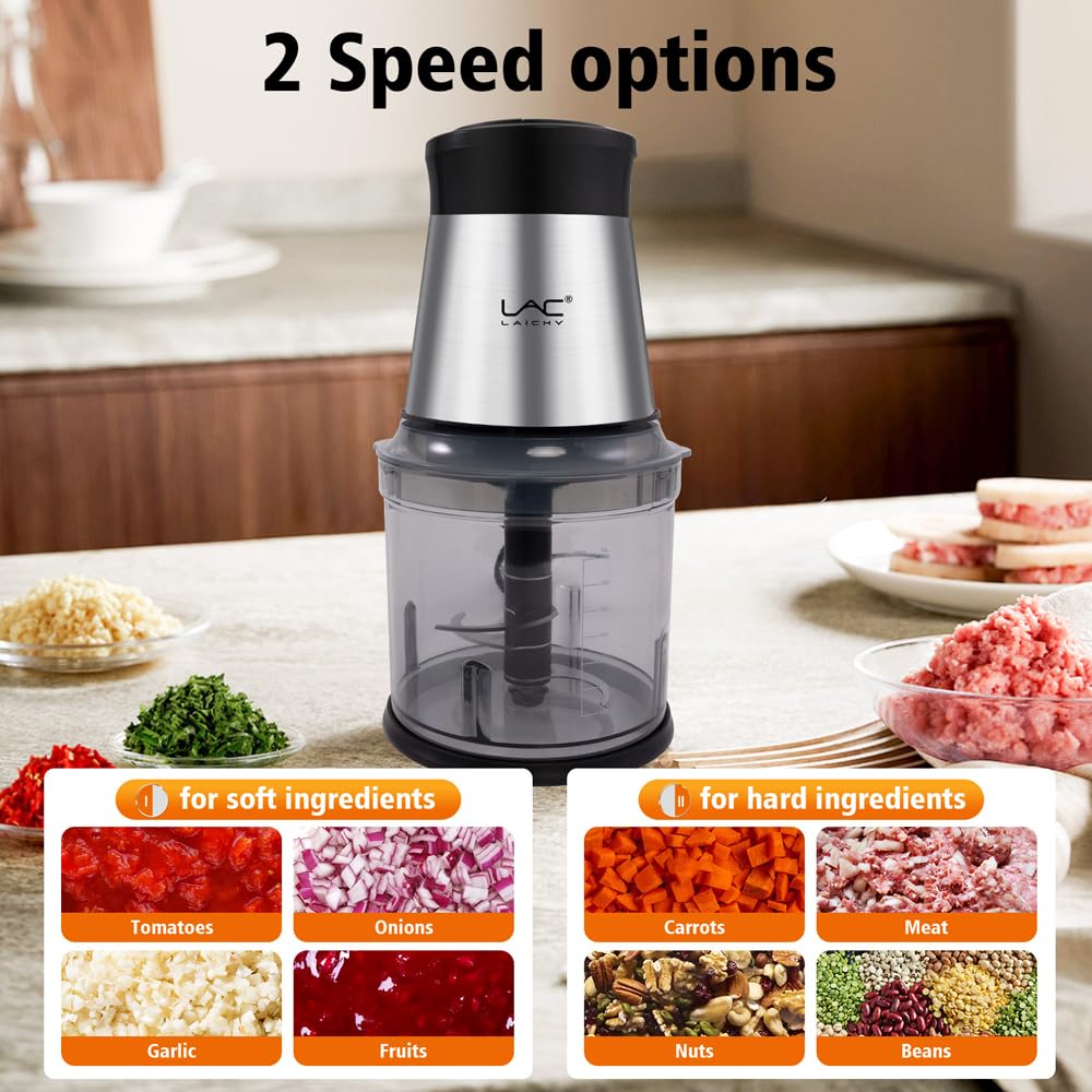 Mini Small Food Processor 4 Cup,Meat Grinder with 2 Bowls,Electric Food Chopper,Powerful Motor 2 Speed & 4 Blades for Baby Food,Meat,Onion,Vegetables,Fruits
