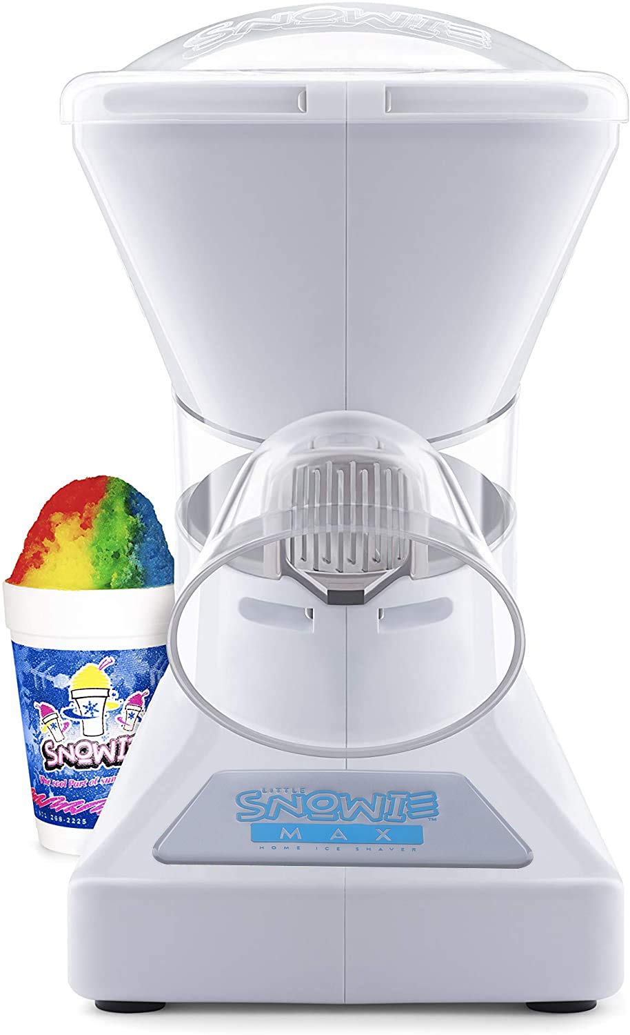 SNOWIE - Little Snowie Max Snow Cone Machine - Premium Shaved Ice Maker, With Powder Sticks Syrup Mix, 6-Stick Kit, White