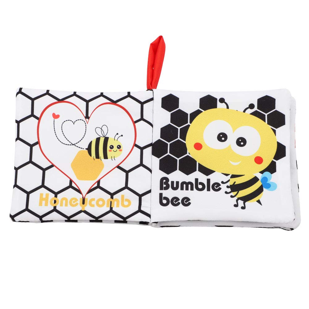 Bebe Mondo High Contrast Baby Book, Newborn Toys 0-3 Months,Black and White Crinkle Books for Babies,Soft Sensory Infant Toys 0-6-12 Months,Stroller Toy for Vision Development,Shower Gift for Boy Girl