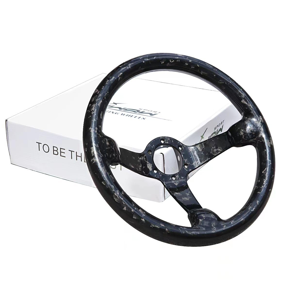 HIWOWSPORT Forged Carbon Fiber Racing Steering Wheel 14'' inch 350mm Diameter 6 Bolts