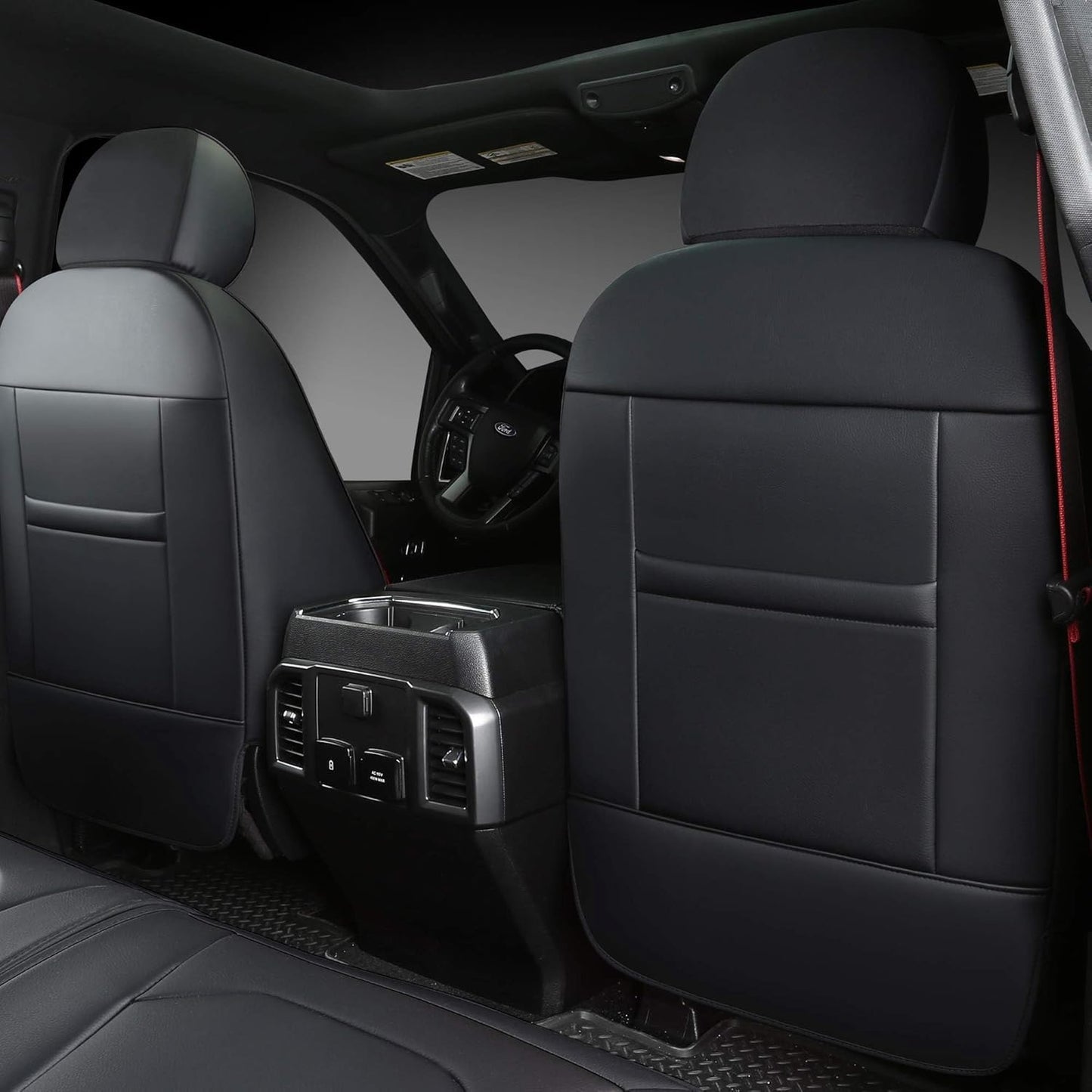 Coverado F150 Seat Covers for Ford, Full Set Leather Automotive Seat Covers, Custom Fit for 2015-2025 F150 and 2017-2025 F250, F350, F450 (Black)