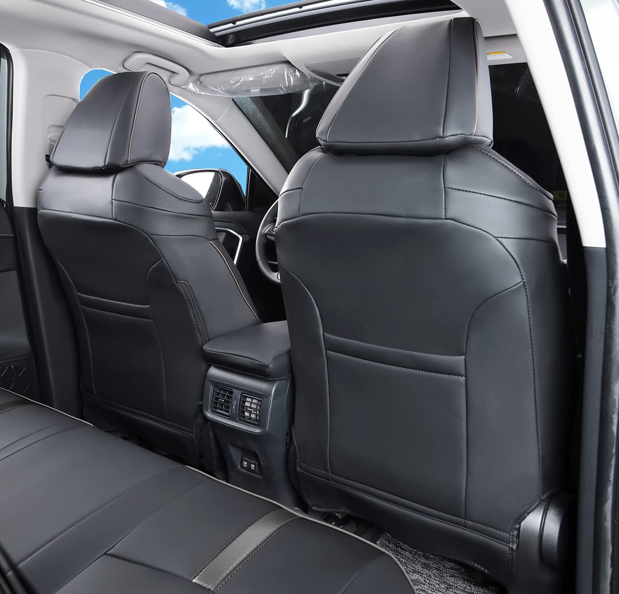 LuLuDa Custom Fit RAV4 (Not for Hybrid) Car Seat Covers Fit for Toyota RAV4 LE Limited XLE Premium 2019 2020 2021 2022 2023 2024 2025 with Waterproof Faux Leather (LU01-XLE, Black)