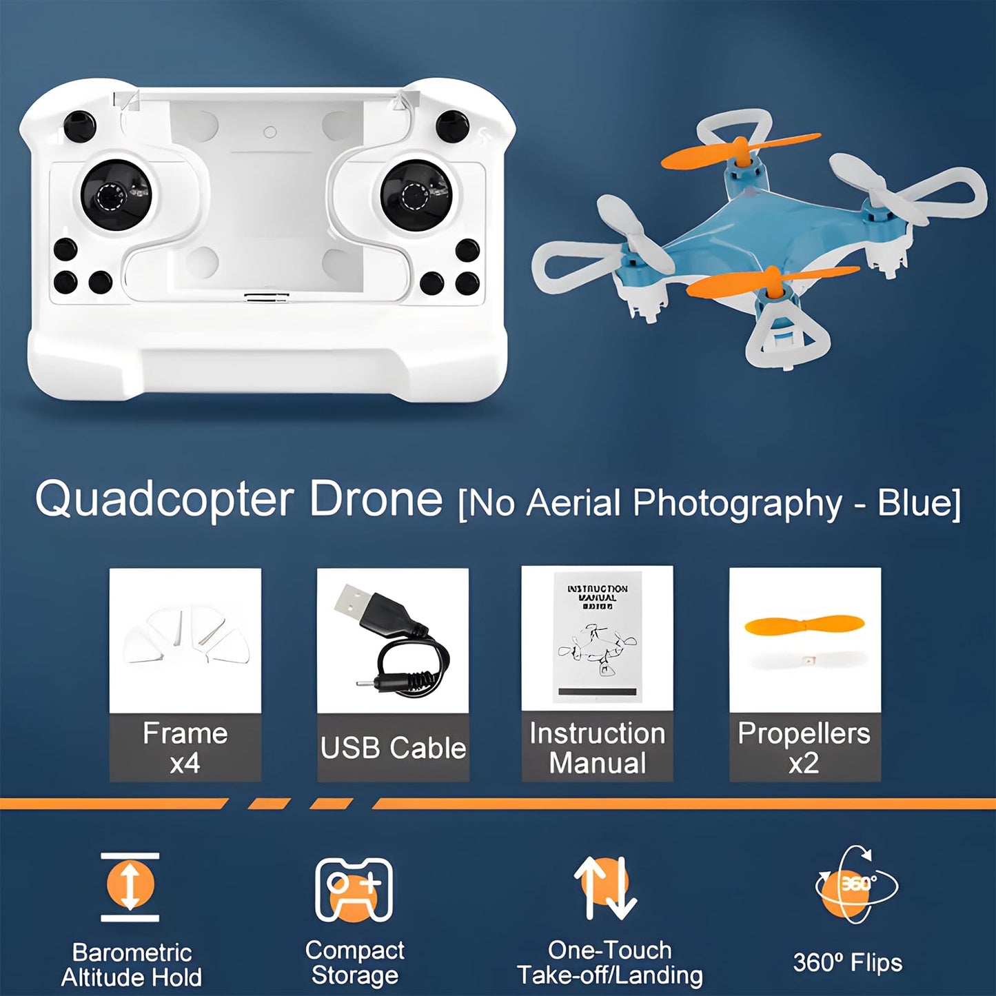 Mini Drone with Easy Stunt Flights & 360Β° Tricks - Perfect Beginner-Friendly Flyer with Fancy LED Altitude Hold Headless Mode Propeller Protection for Indoor Outdoor Mini Quadcopter (Blue)