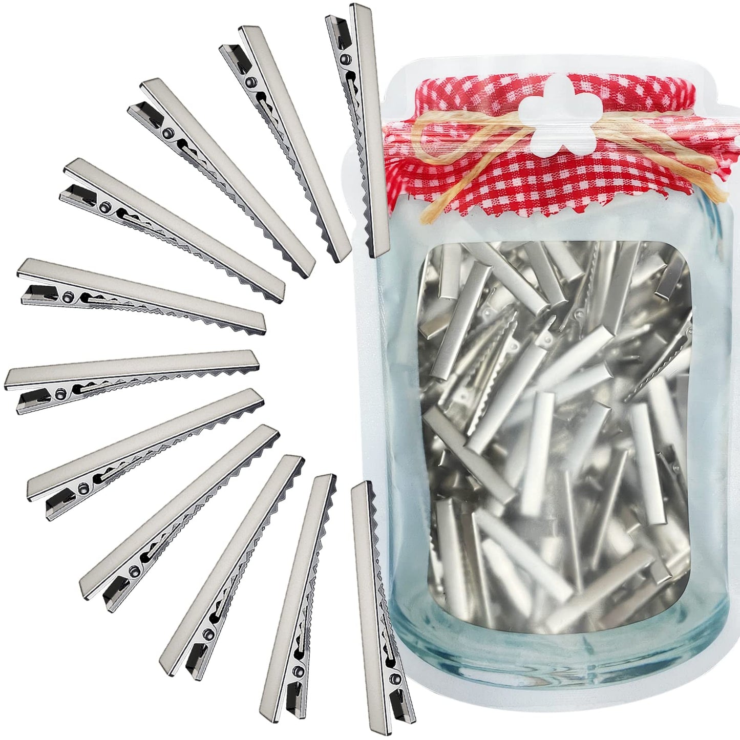 HiJeaton 90Pcs Alligator Hair Clips for Bow Making, 4.6cm/1.8" Metal Gator Clips, Large Plain DIY Supplies for Crafts and Hairdresser