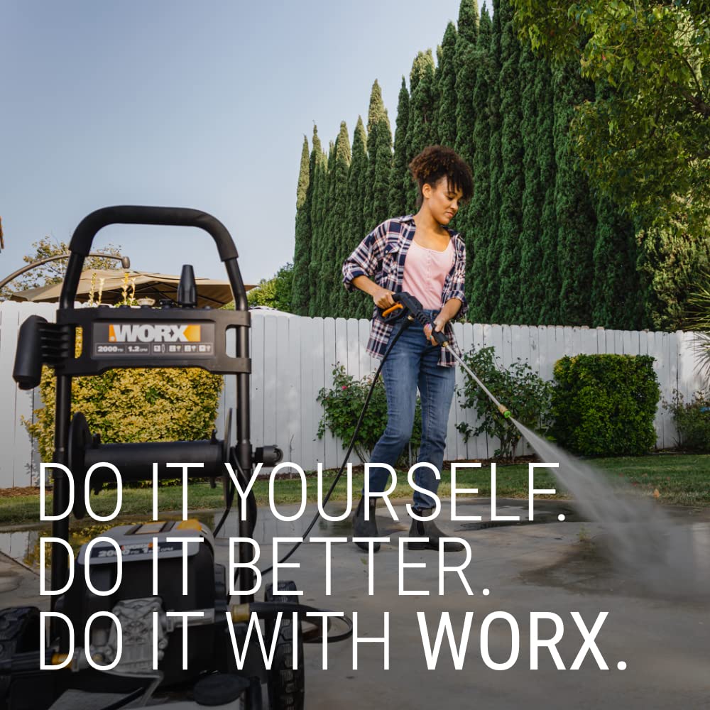 Worx 13 Amp Electric Pressure Washer 2200 PSI with Rolling Cart and 4 Nozzles -WG607
