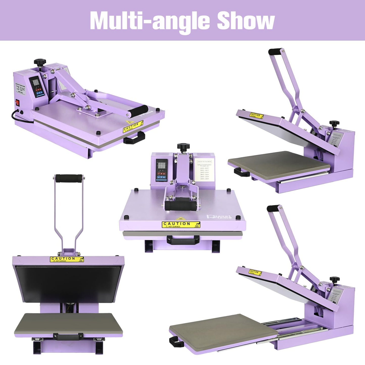 PlanetFlame Heat Press 15x15 inch Industrial Quality Sublimation Heat Press, Slide Out Heat Transfer Machine for T-Shirt, Purple