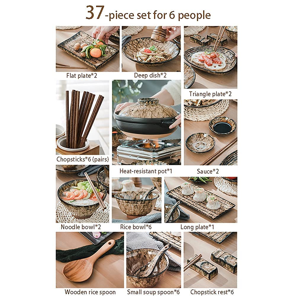 EliteBloom Leopard Glaze Dinnerware Sets, Japanese Creative Plate and Bowl Sets, Dish Set Service for 8 for 2, 6, 10 People, Microwave Oven Dishwasher Safe, High-End Ceramic K