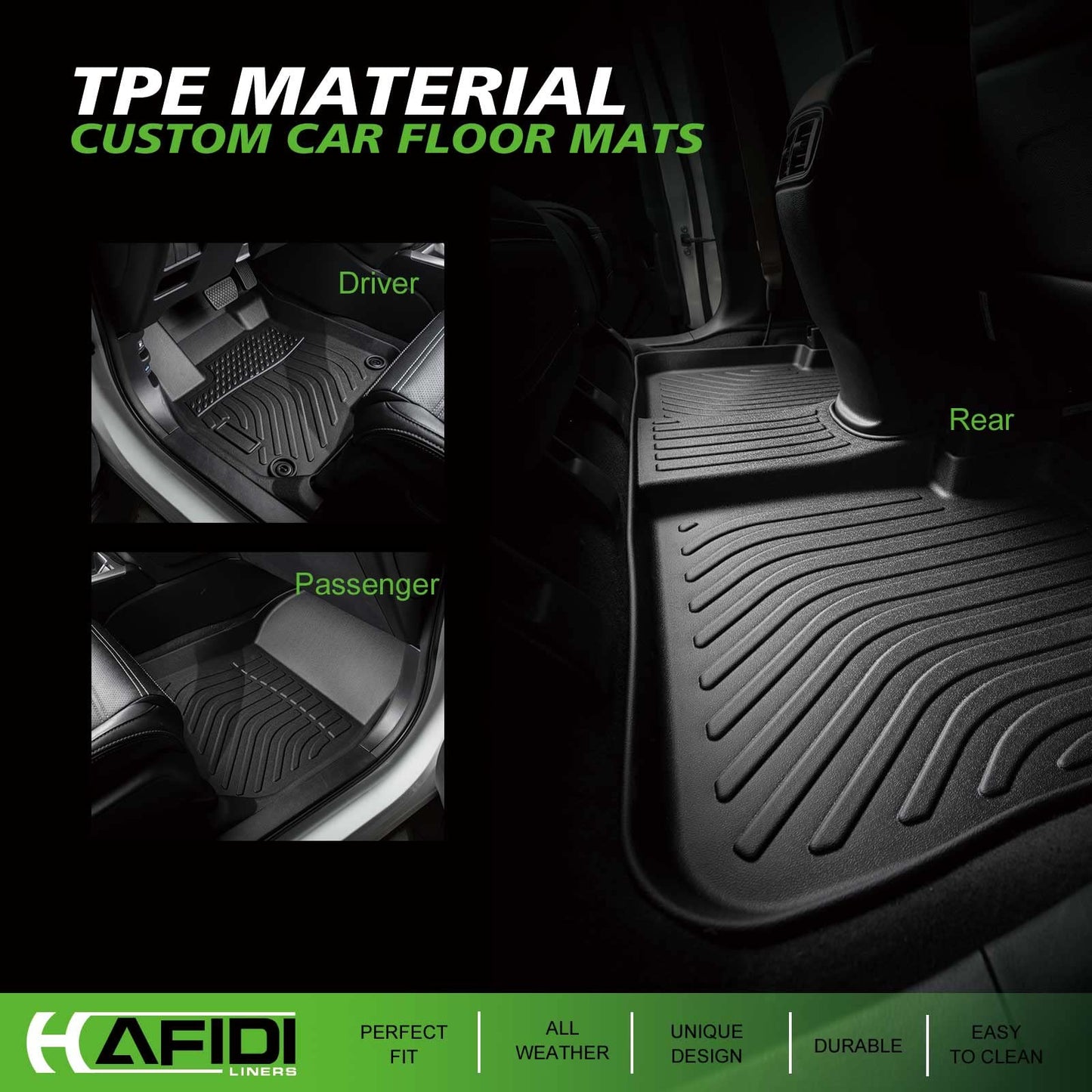 HAFIDI® Floor Mats & Cargo Liner Set Fit for 2020-2025 2026 Volkswagen Atlas Cross Sport (5 Passenger) All Weather Protection TPE Anti-Slip Car Floor Liners VW Atlas Cross Sport Accessories -Black