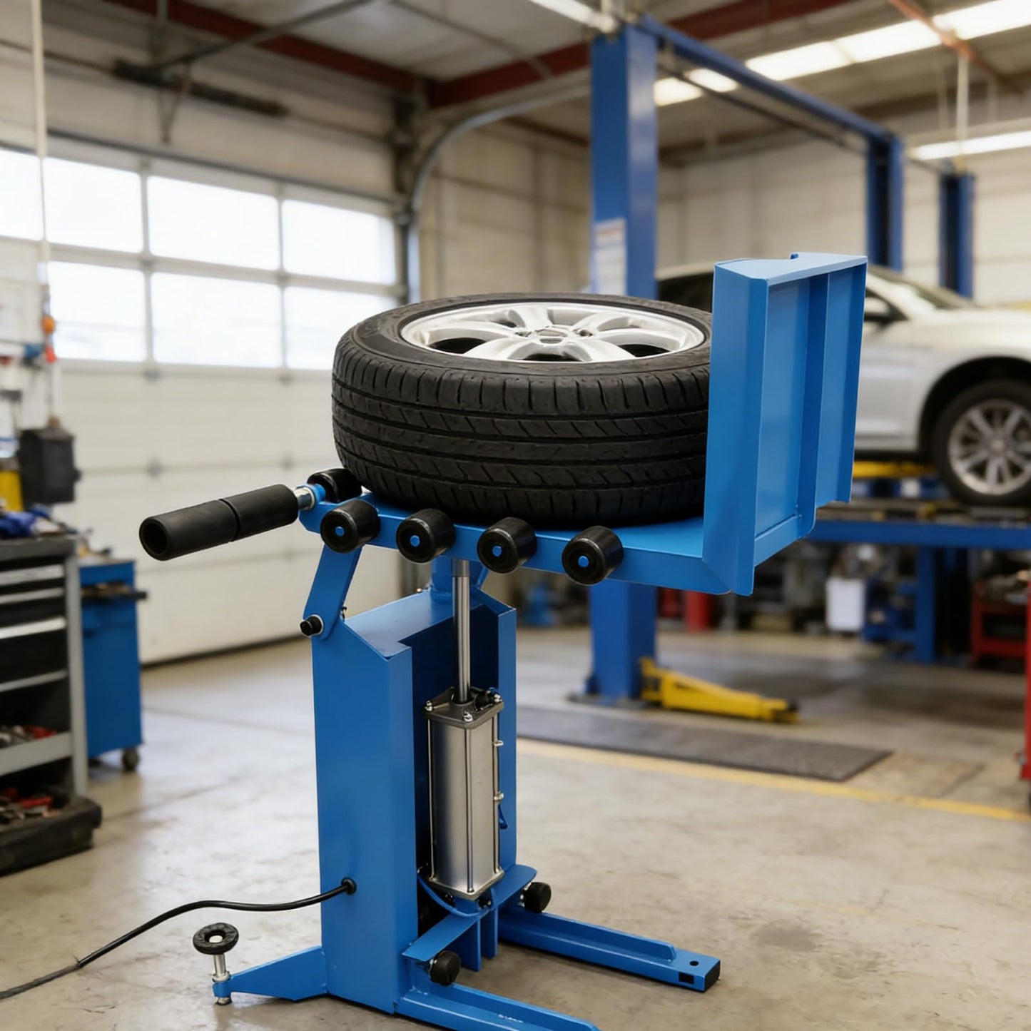 WYDDDARY Pneumatic Tire Changer, 176lbs(80kg) Lifting Capacity, Pneumatic Tyre Wheel Lifter Tire Changer Machine for 6"-24" Rim Tire Repair