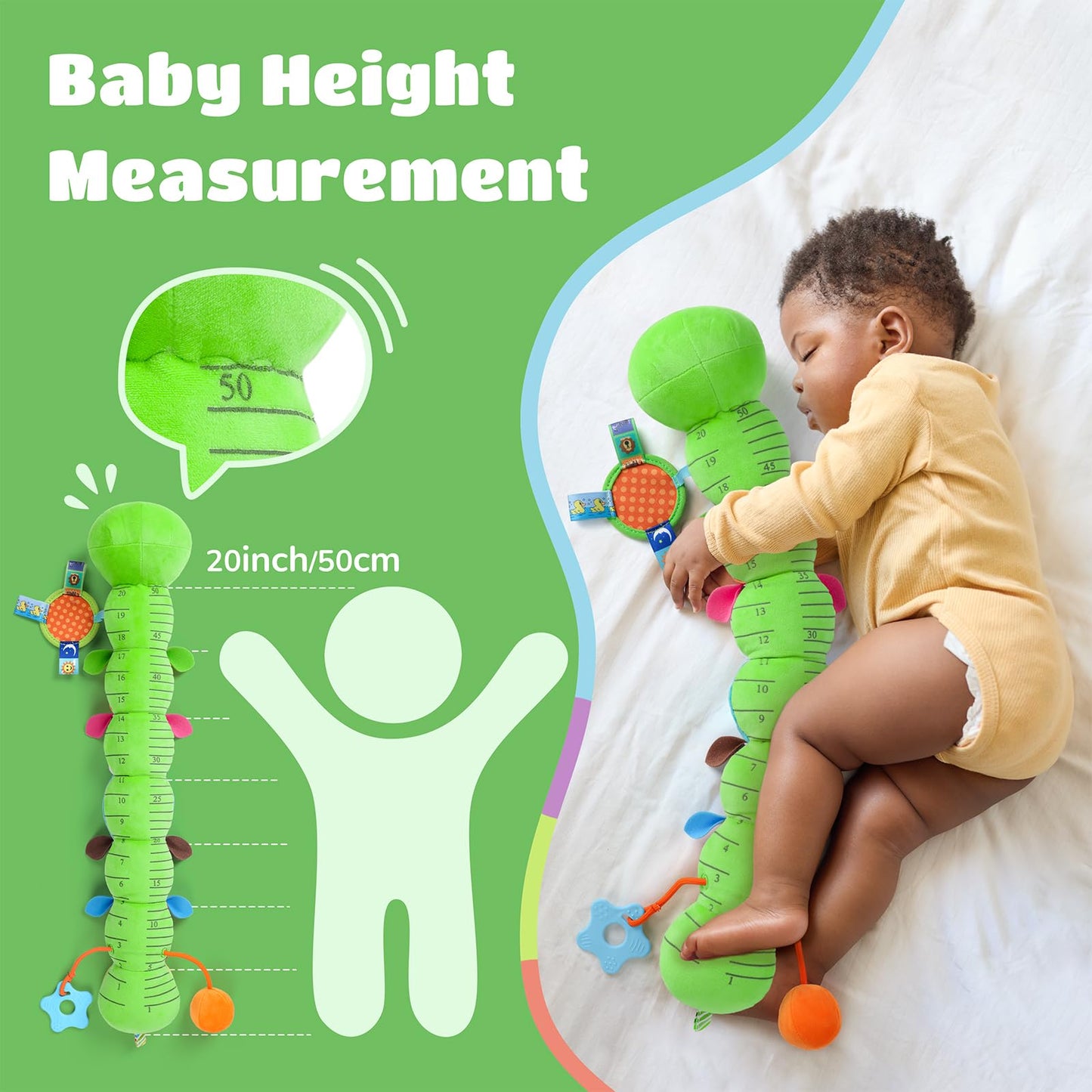AWOTOY Baby Toys 6-12 Months Music Caterpillar Infant Toys Stuffed Animals 0-3-6 Months Tummy Time Teething Sensory Toys with Mirror Rattle&Pull String Boys Girls Birthday Gifts Easter Basket Stuffer