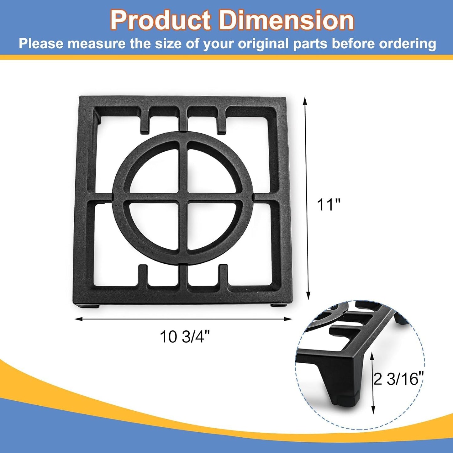 W11380124 Burner Grate Replacement for Whirlpool KitchenAid Stove Parts Cast Iron Stove Top Burner Grate KCGC506JSS00, Gas Range Parts Dual Fuel Range Grate Stove Oven Parts Cooktop Grate 1 Pcs