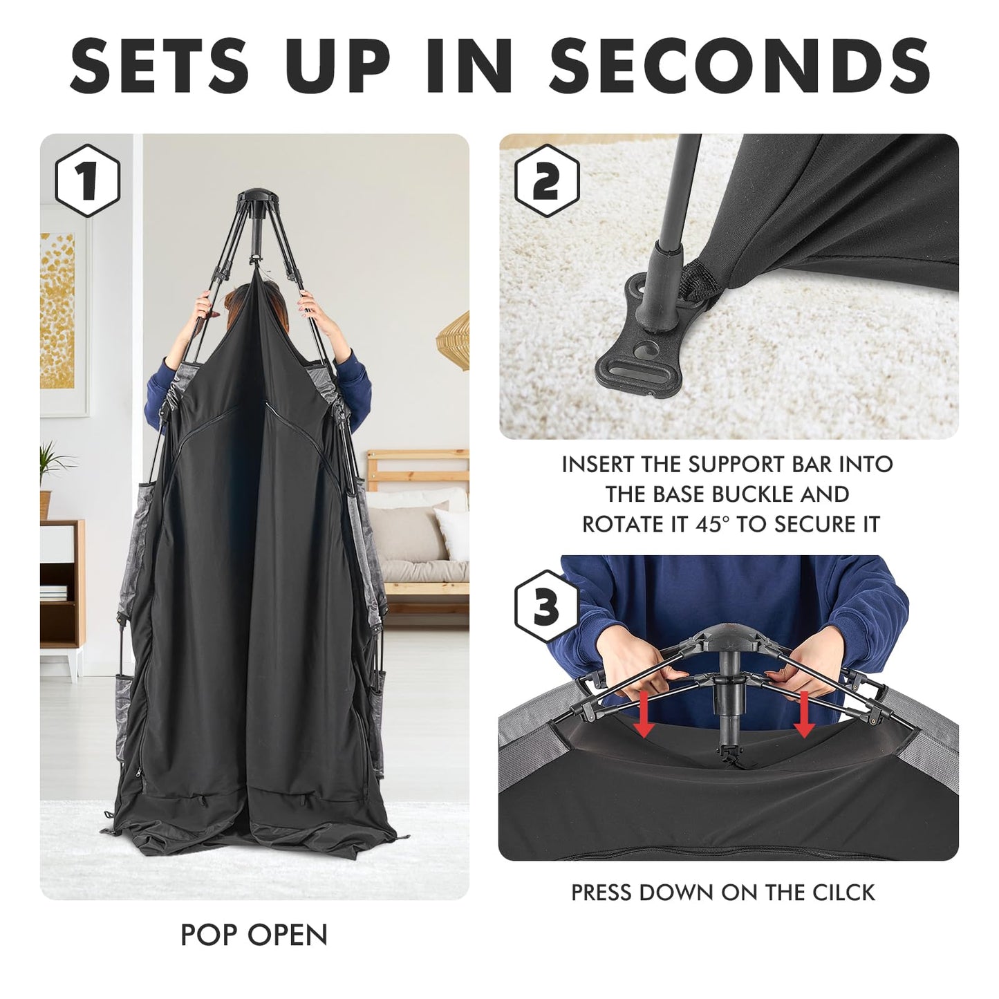 YAVIL Pack N Play Blackout Cover, ONE-Click Folding Baby Sleep Pod Crib Tent,Breathable Baby Travel Crib Canopy Tent,Block Out 95%+ Light,Baby Travel Essential