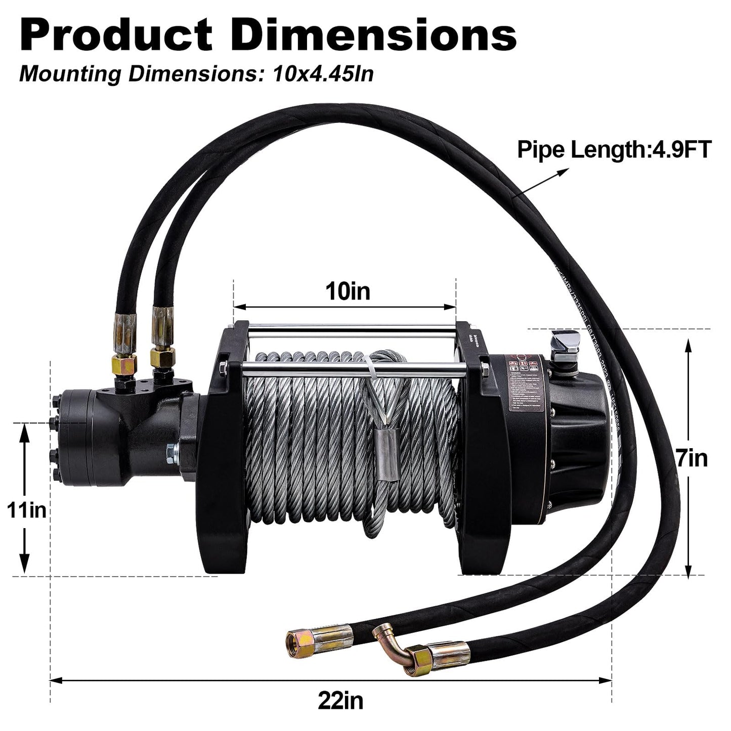 CXRCY Hydraulic Winch 1/2"x78FT Steel Cable - BMR100 Motor, 36:1 Gear Ratio - Great for Wreckers, Trailers & Vehicle Recovery(20000LBS)