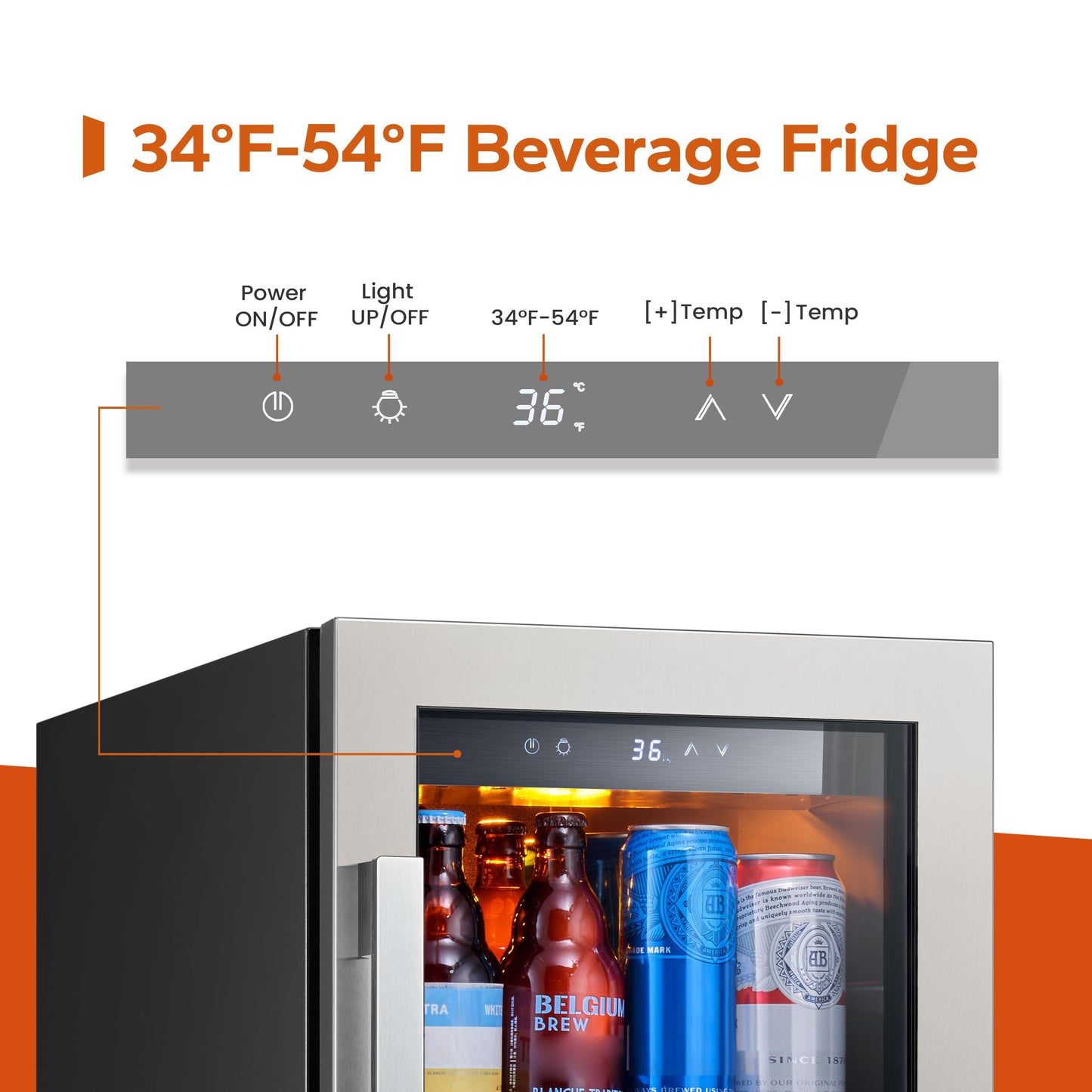 Ca'Lefort Beverage Refrigerator Cooler - 30 Inch 34-54°F Beverage Fridge Glass Door, Drink Fridge Glass Door 3 LED Beverage Cooler Built-in or Freestanding, Perfect for Home/Kitchen(6.0 Cu.ft)