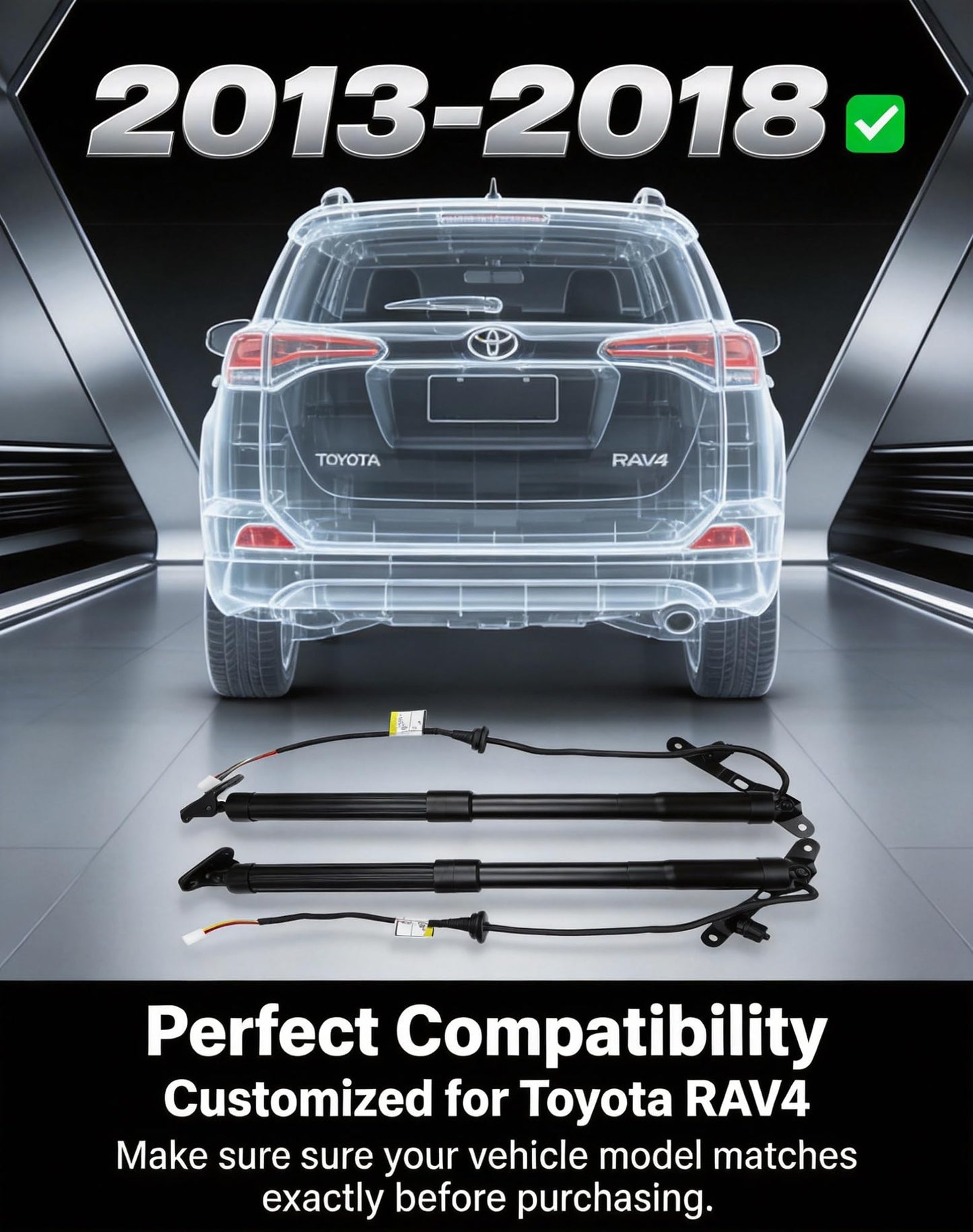 Flecto Power Liftgate Actuator Compatible with Toyota RAV4 2013-2018, Rear Hatch Lift Support Struts Tailgate Shock Assembly Replace 6892009010 6891009010 Left & Right Pair