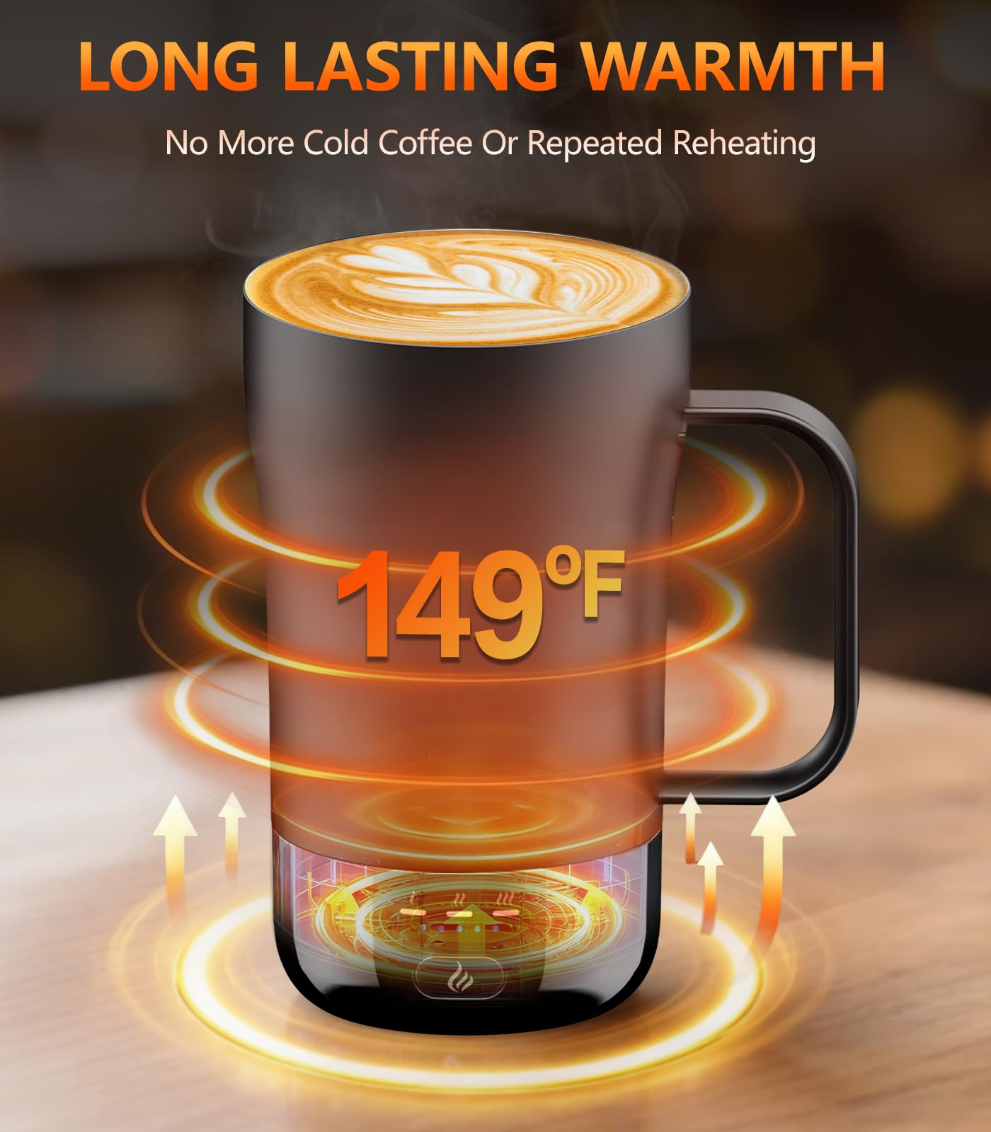 Self-Heating Coffee Mug, 14oz Heated Coffee Mug - Rechargeable Temperature Control Coffee Mug Keep Coffee Hot All Day, Smart Mug Great Gift for Coffee Lovers & Slow Sippers