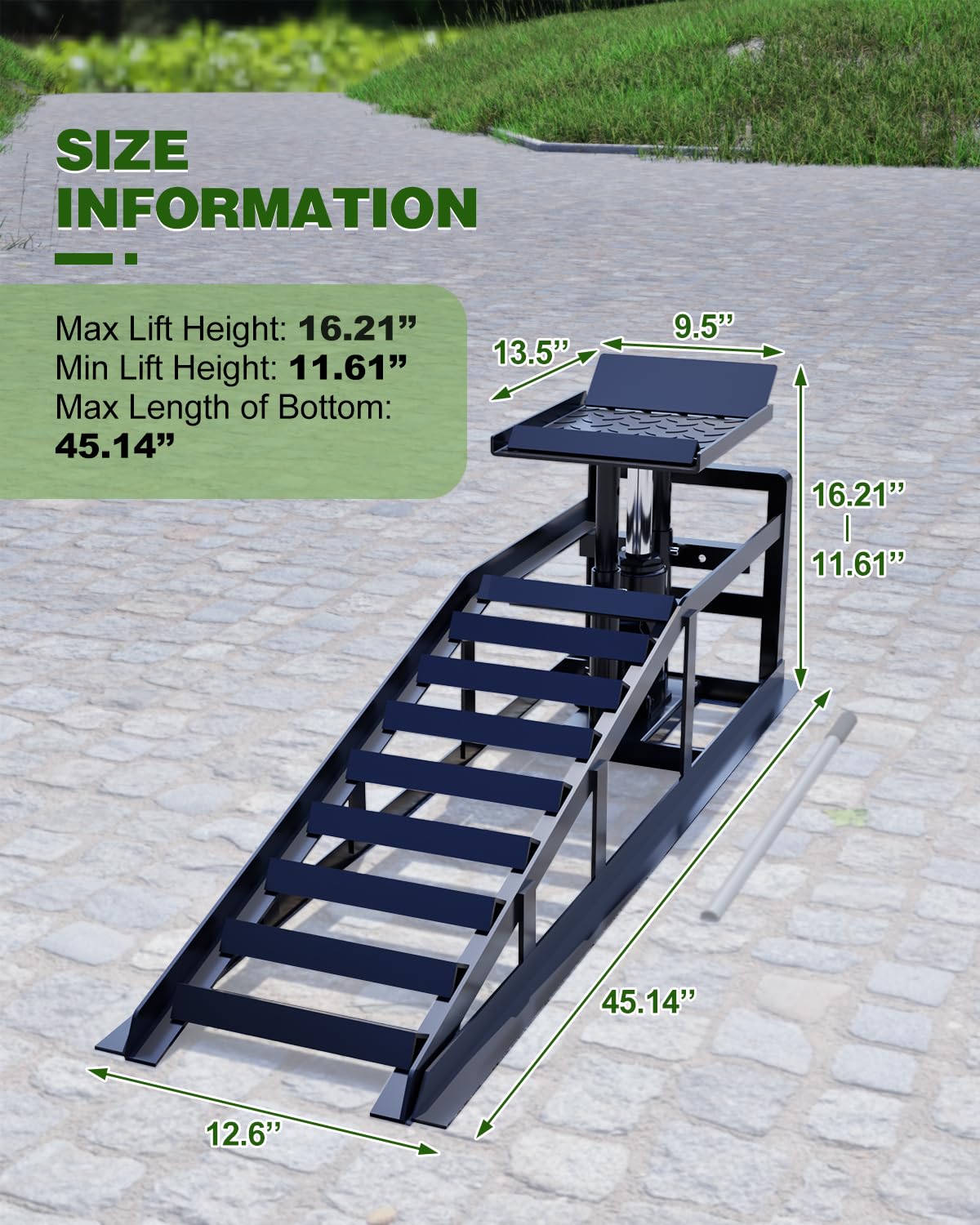 Hydraulic Car Ramps 5T 11000lbs Low Pro-File Car Lift Service Ramps Truck Trailer Garage, 4-Level Height Adjustment, Lift Height 11.61-16.21 Inches, 2 Pack