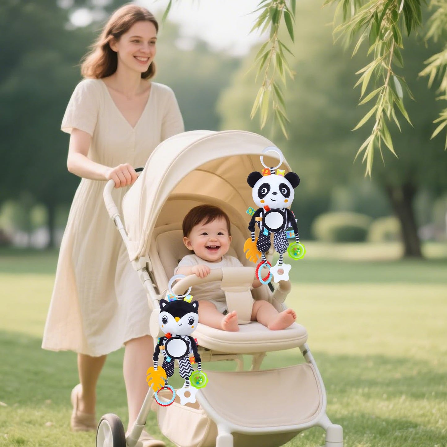 MokukuToys High Contrast Baby Toys,Black and White Hanging Toys,Animal Plush Hanging Toy,Car Seat Stroller Toys Gift for Newborn Boys and Girls 0 3 6 9 12 Months