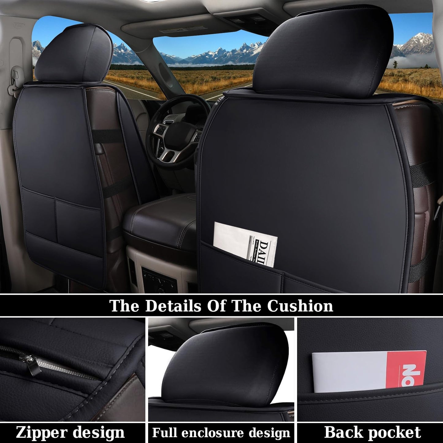 Coverado RAM Seat Cover Full Set, Leather Seat Covers Fit for Dodge RAM 1500, Truck Seat Covers Custom Fit for 2002-2025 Dodge RAM 1500 2500 3500 Crew Quad Cab with Curved Bench, Blue