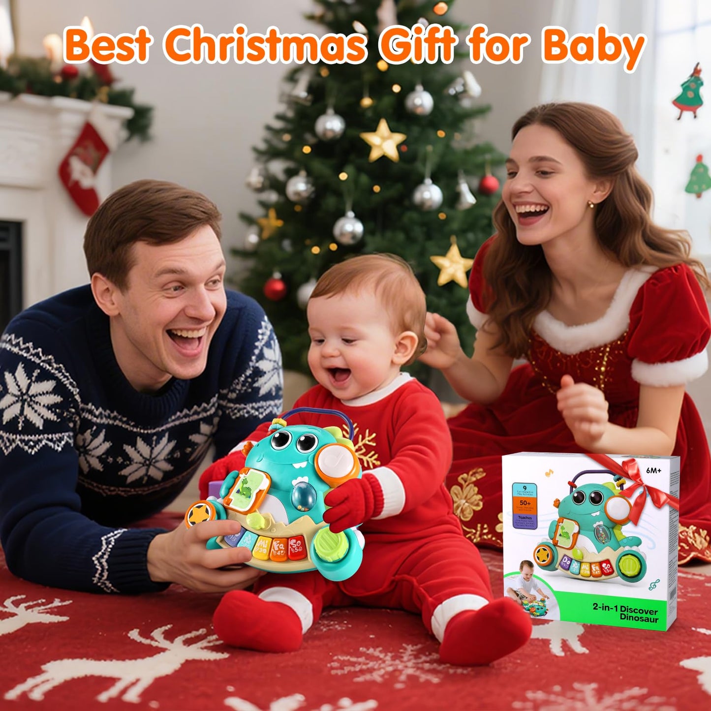 ITSFORU Baby Toys 6-12 Months Dinosaur Music Light Up Baby Piano Toys for 1 Year Old Boy Girl Early Learning Educational Piano Keyboard Infant Toys for 12 18 Months Baby Toy 1 Year Old Boys Girls Gift