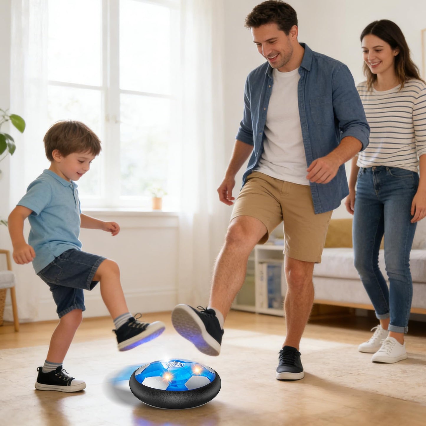2Pcs LED Hover Soccer Ball Indoor Toys for 3-12 Year Old Boys Girls Christmas Birthday Gifts for 3 4 5 6 7 8 9 10 Years Old Kids Air Floating Soccer Toy Toddler Games Foam Bumper