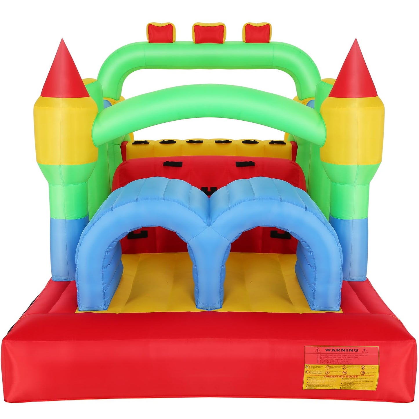 Whubefy 18x8.2FT Giant Inflatable Bounce House Obstacle Course for Big Kids 3-6 8-12 with Extra Large Slide, Racing Crawl Tunnels, Blow Up Race Track Bouncy Castle w/ 680W Blower for Backyard Outdoor