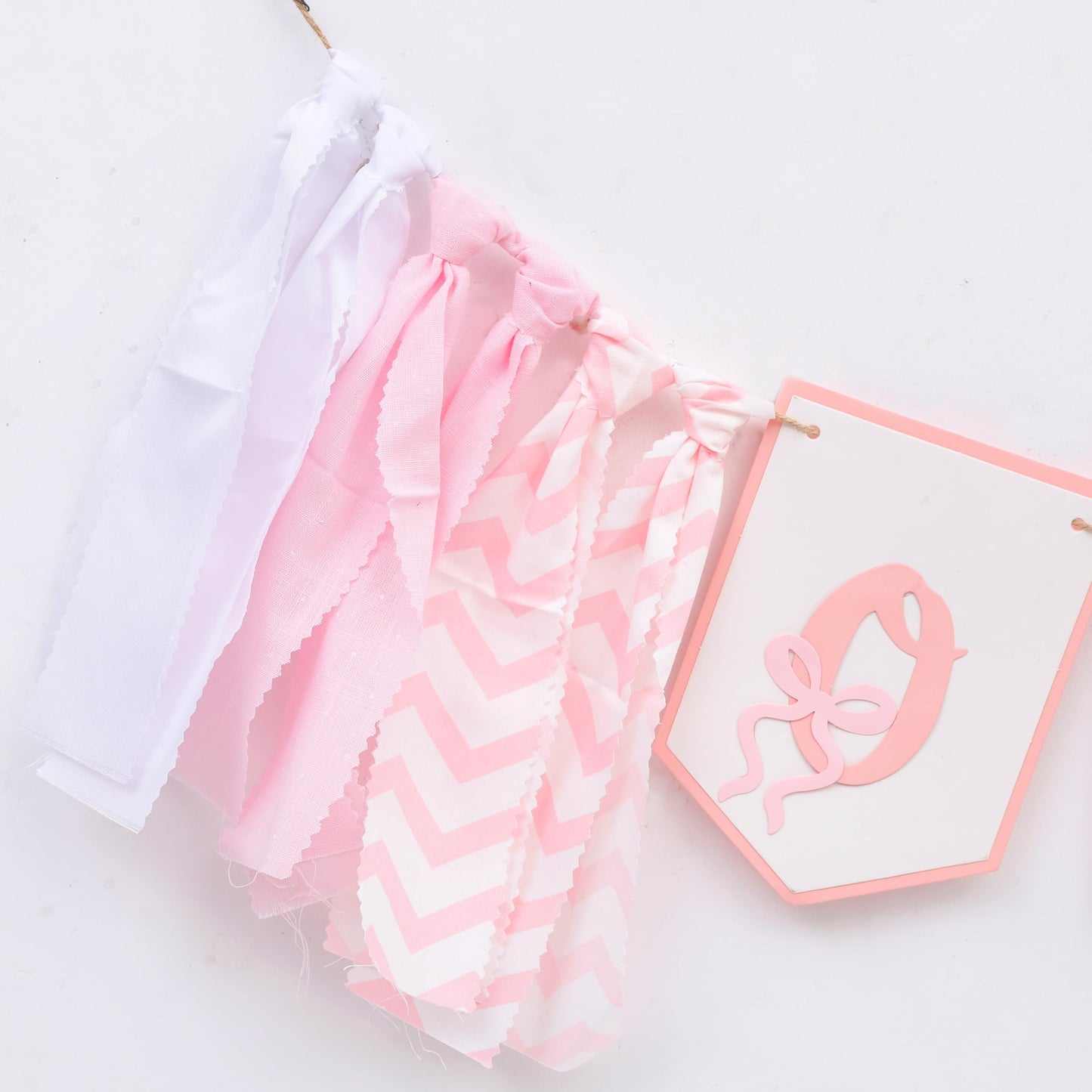 Bow One High Chair Banner - Sweet 1st Birthday Decorations, Pink Princess Party Photo Backdrop, Girls Smash Cake Highchair Banner, First Birthday Fabric Garland