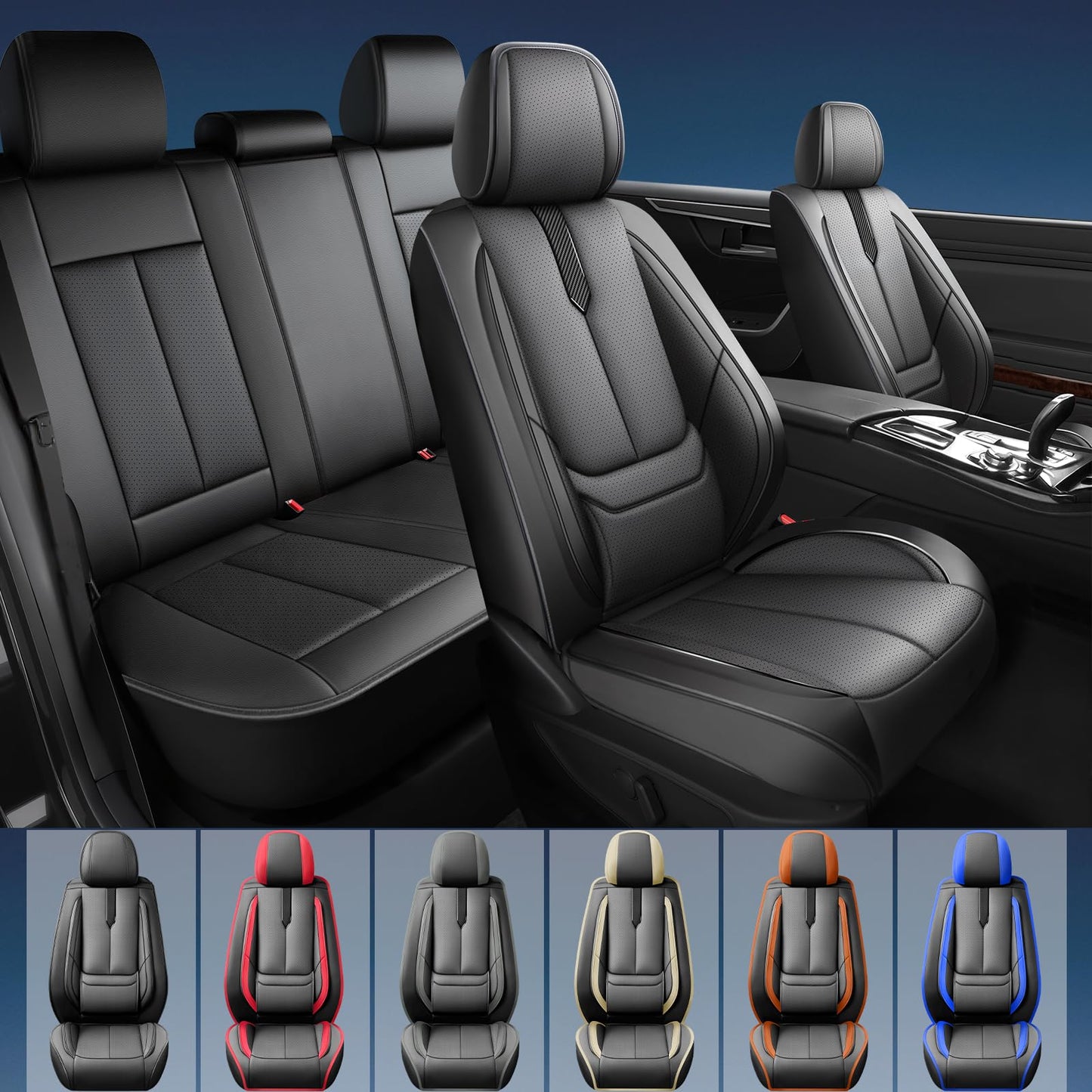 FQFZYMX Fit Escape Car Seat Covers for Ford Escape 2001-2024 2025 2026 -Upgraded Premium Waterproof & Breathable Leather,Airbag Compatible,All-Weather Seat Cushion Protector,Full Set,Black