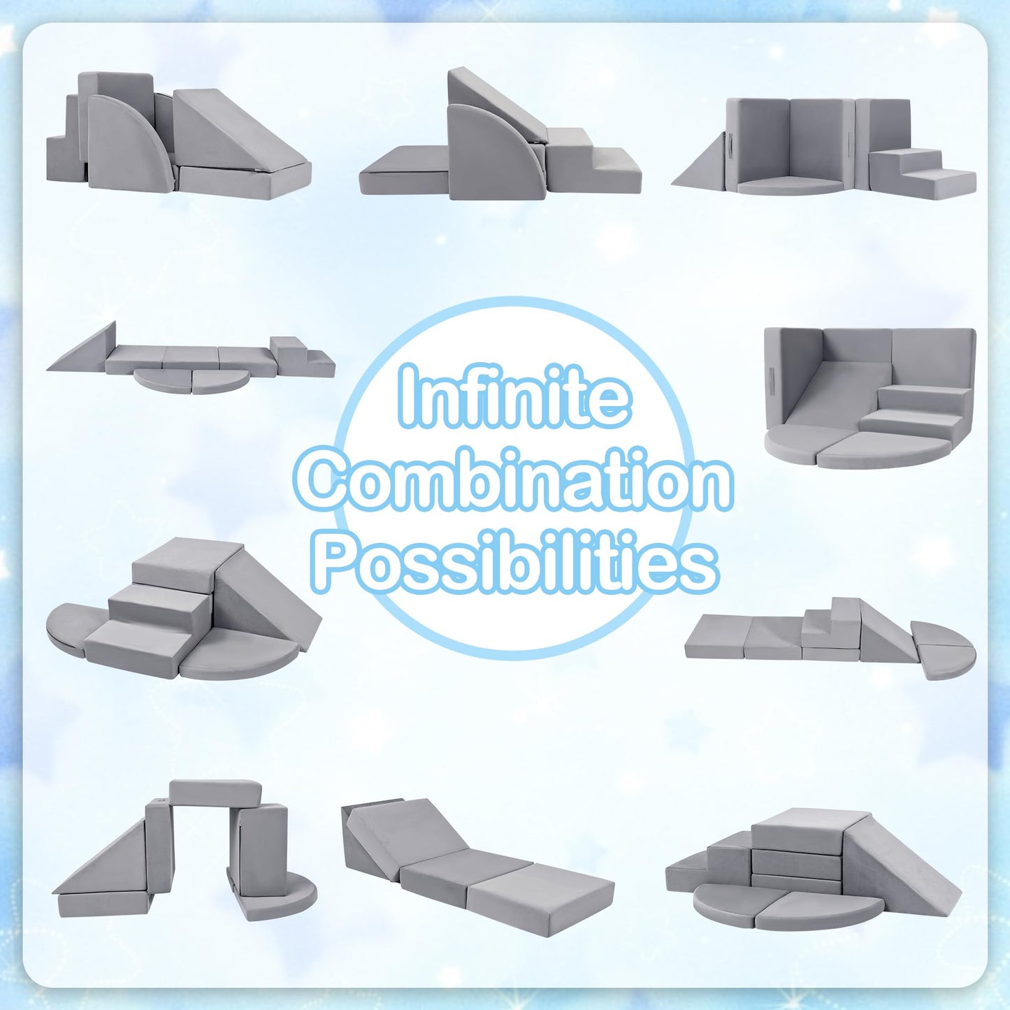 Tykacna Foam Climbing Blocks for Toddlers 1-3, Safety First Baby Climbing Blocks Indoor,Soft Play Set for Infant, Ideal Climbing Toys for 1 Year Old for Baby Gym/Toddler Playground(Grey