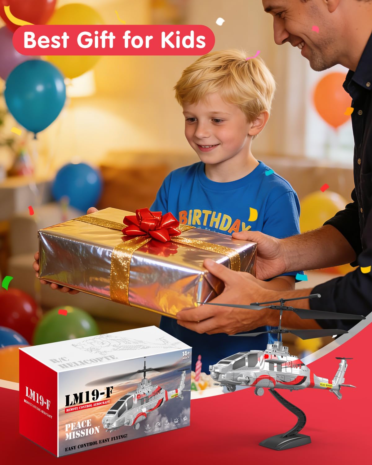 LMRC RC Helicopter with 10 Missiles, LM19-F 2.4GHz Remote Control Helicopter for Beginners and Adults, LED Lights, Altitude Hold, One-Key Take Off, Gifts for Military Fans (2 Batteries)