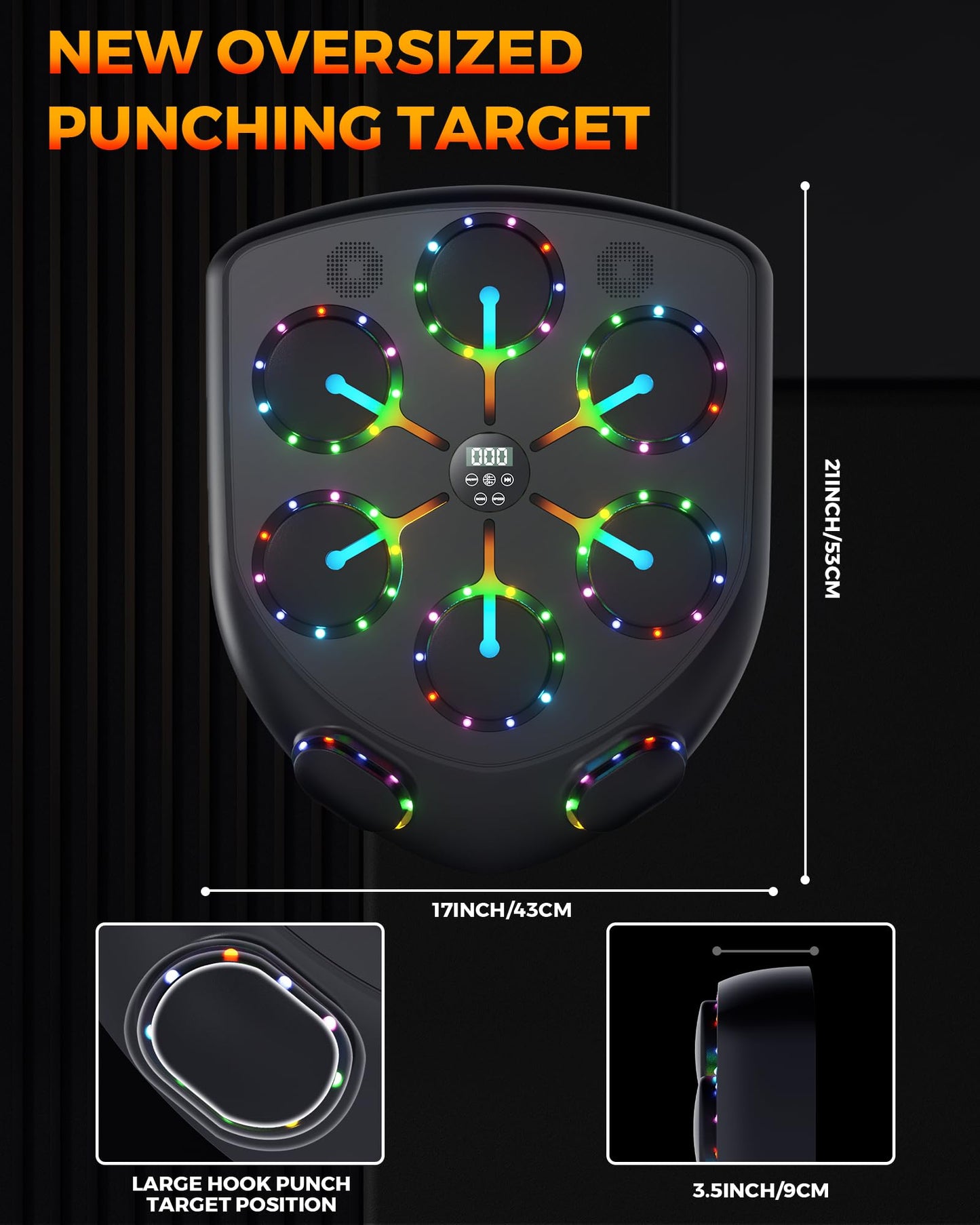 AzureHaven Music Boxing Machine with Seven Color LED Lights & Double Bluetooth Speaker – Interactive Punching Bag for Fitness, Rhythm Training & Stress Relief Home Gym Equipment for Adults