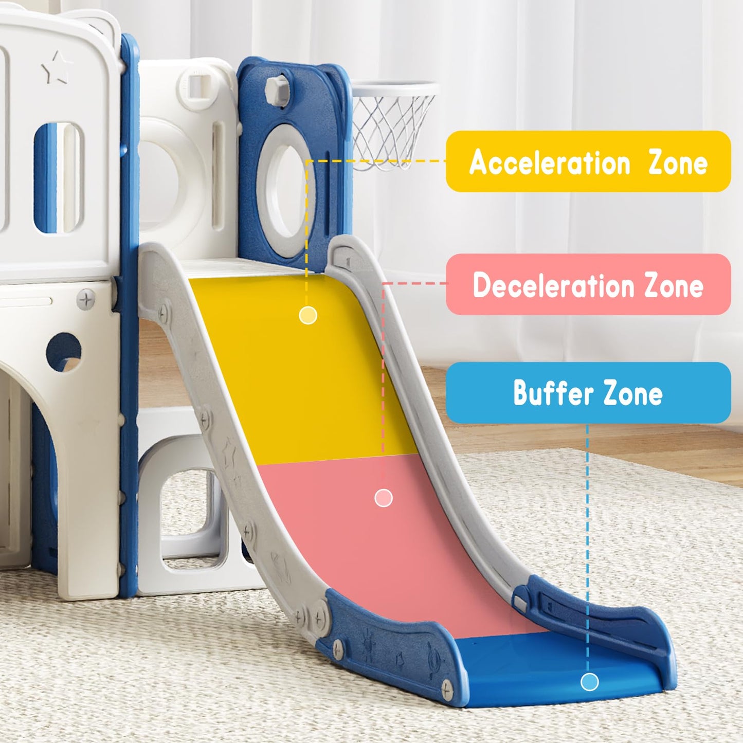 8 in 1 Toddler Slide Set, Kids Slide for Toddlers, Toddler Climber Slide PlaySet with Basketball Hoop,Outdoor Indoor Playground for Toddlers Upgraded