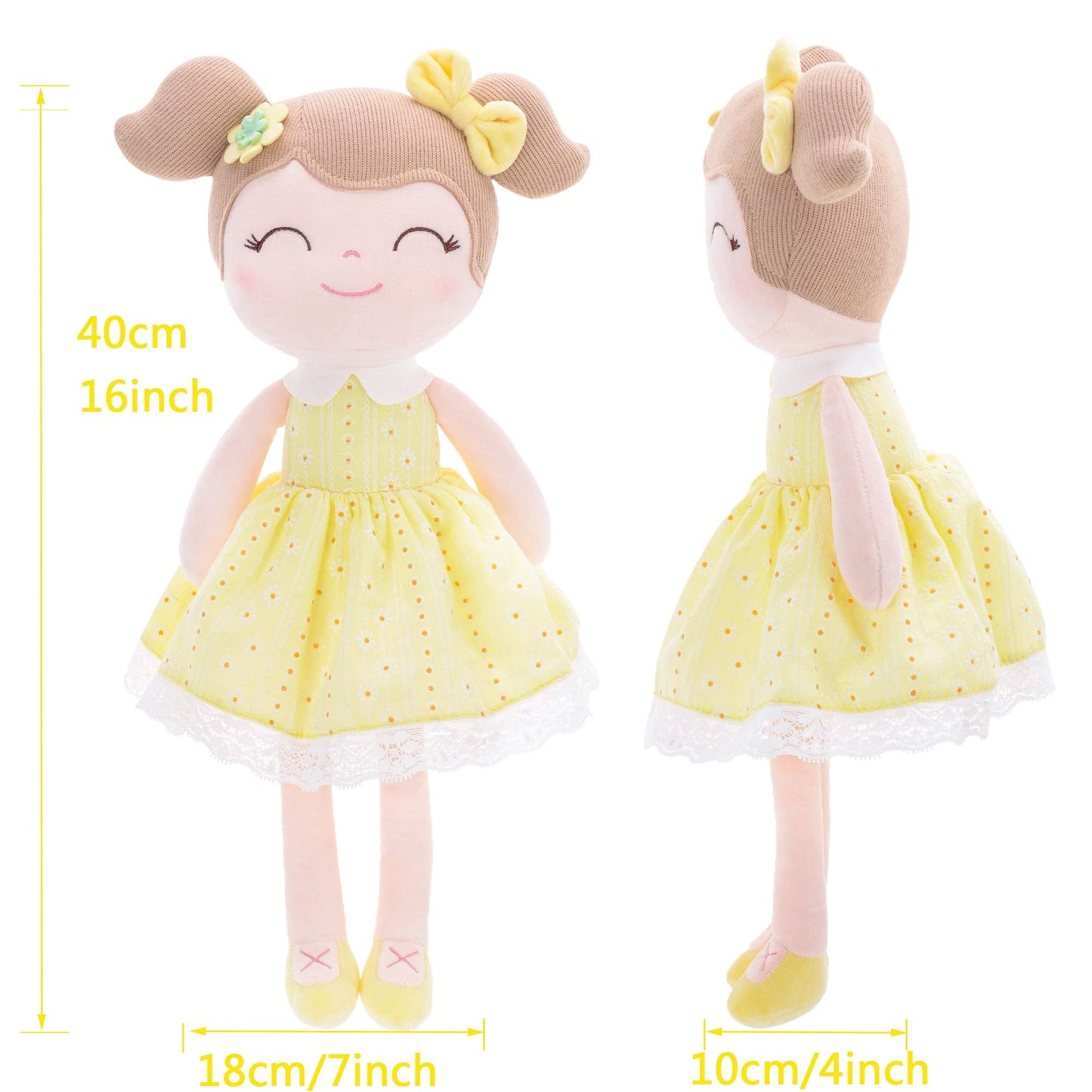 Gloveleya Baby Girl Spring Plush Doll β Soft Snuggle Doll, Cute Toddler Gift with Gift Box, First Baby Doll for Girls, Birthday, Christmas & Holiday Present