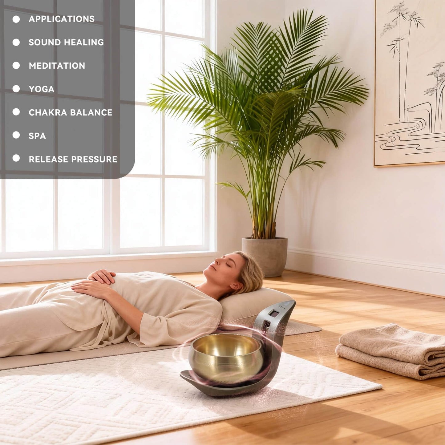 Automatic Singing Bowl – Hands-Free Sound Healing Bowl for Meditation, Yoga, Mindfulness, Energy Healing, Deep Relaxation & Sleep,Auto-Striking Himalayan Singing Bowl with Resonant Tone