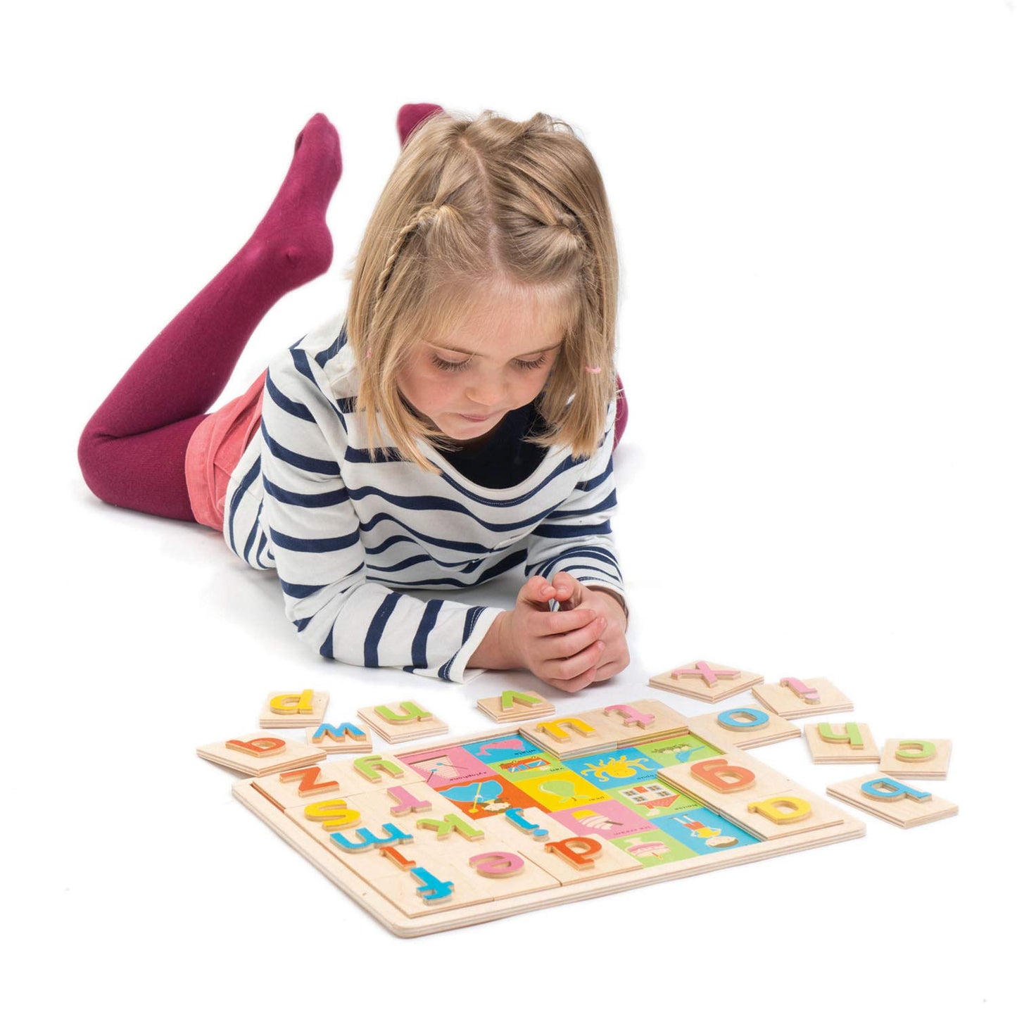 Tender Leaf Toys Wooden Alphabet Pictures - Colorful Animals Display, Engaging Preschoolers, Language Building Tool, 18m+