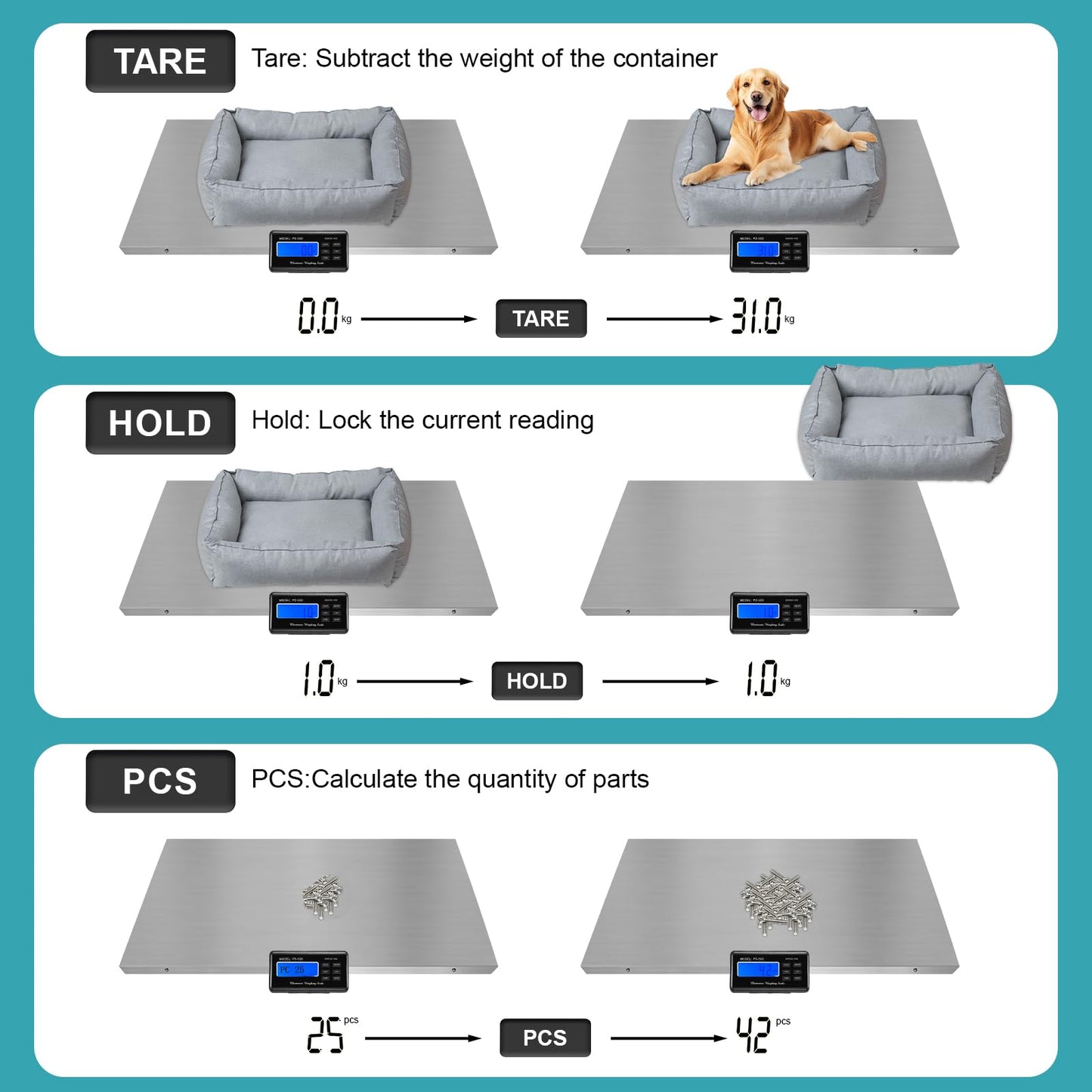 Enkreefi Dog Scale for Breed, Livestock Scale, Pet Scale for Dog, 1100lb x 0.2lb Animal Weight Scale, 3 Weighing Modes, LB, KG, OZ, 40.7" X 20.9" Platform Veterinary Scale for Sheep, Pig