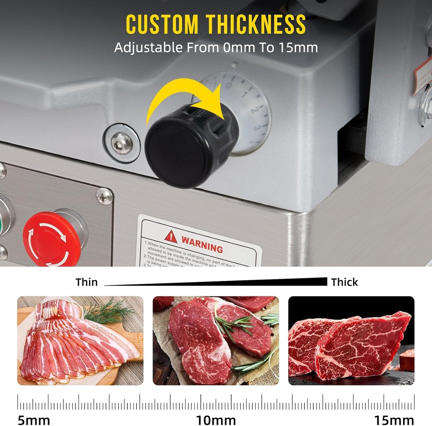 180W+370W Dual Power 110V/60Hz Commercial Electric Meat Slicer – 12" (300mm) Stainless Steel Removable Blade, 0-7mm Adjustable Thickness Deli Slicer for Home & Restaurant