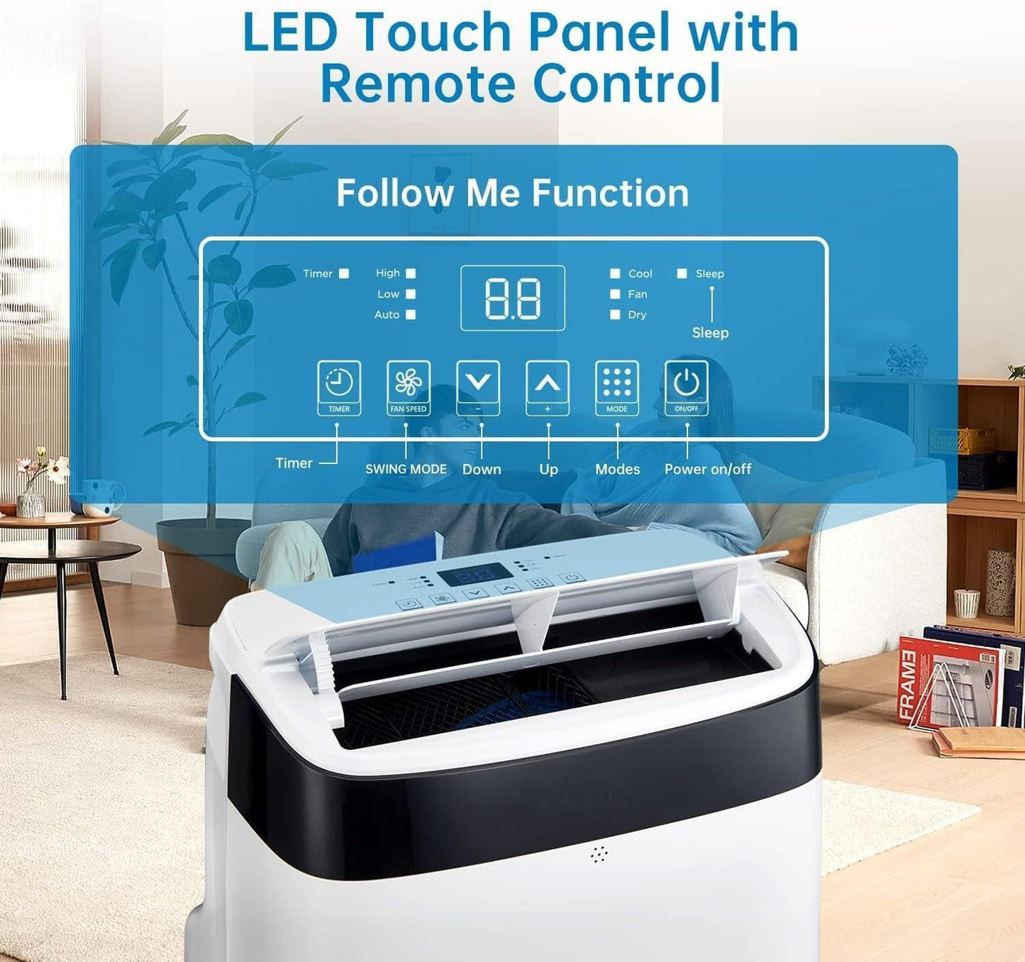 12000 BTU Portable Air Conditioners, Portable AC Unit 3-in-1 with Fan, Dehumidifier, Cools Up To 550 Sq.Ft. Room Air Conditioner, Remote Comtrol, Low Noise, 24 Hours Timer, White Top