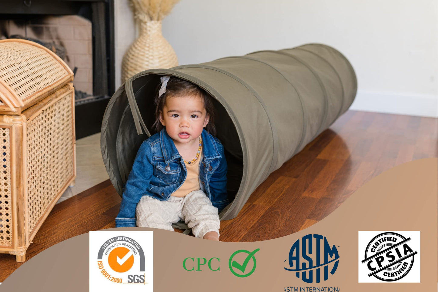 Lyla & Sage Play Co - Kids Play Tunnel - 6ft Pop Up Crawl Tunnel for Toddlers Babies - Collapsible Tunnel Toy Gift for Boy and Girl - Play Tunnel Tent Indoor & Outdoor (Canyon/Peach)