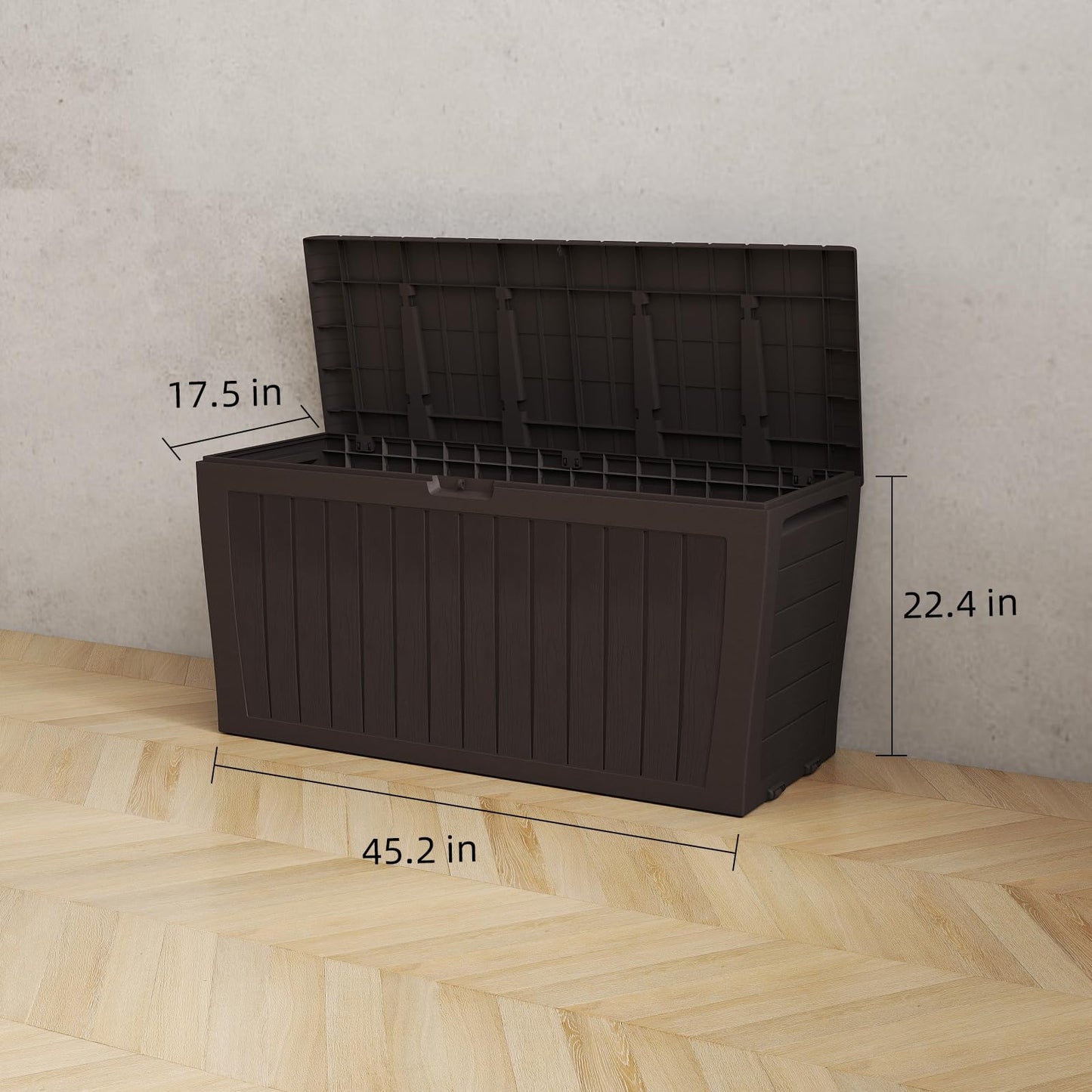 Pareschi 71 Gallon Resin Deck Box,Outdoor Storage Box, Waterproof Lockable Large Storage Bench for Patio Furniture, Pool Accessories & Garden Tools, Brown