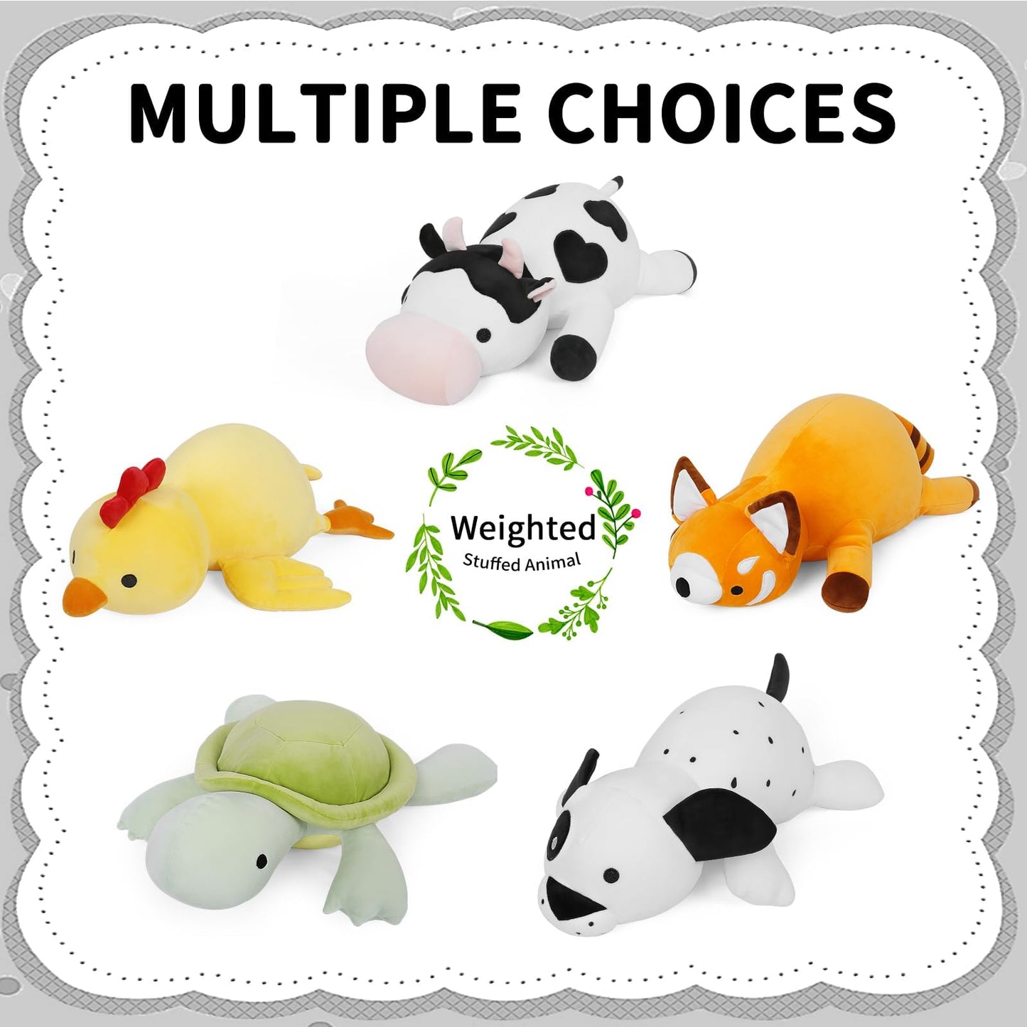 FLORVIV Weighted Dog Stuffed Animals Weighted Puppy Plush Toy 24" 4.2lb Cute Dalmatians Hugging Dolls Plushies Pillows for Boys and Girls (White & Black)