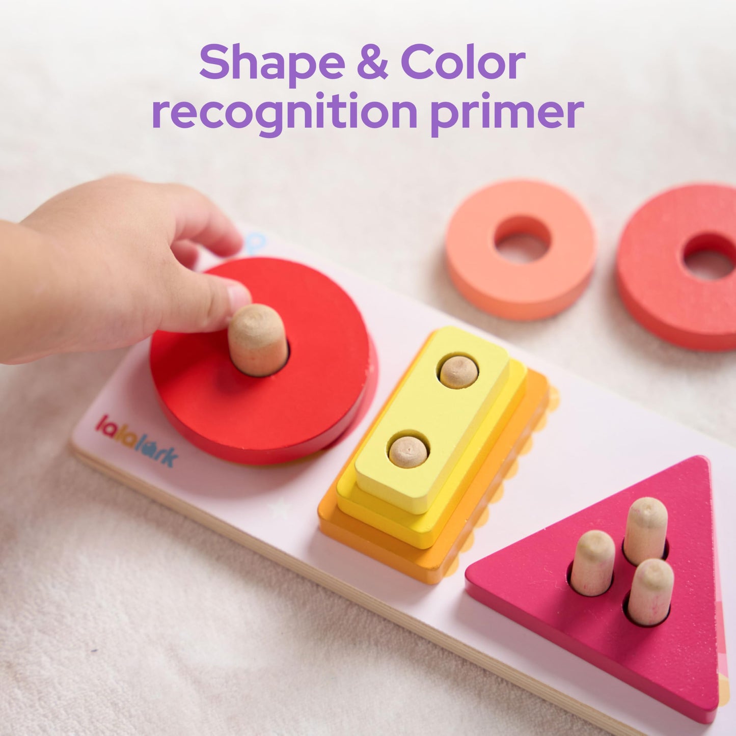 lalalark Montessori Toys for 1 2 3 Year Old, Wooden Sorting & Stacking Toys with 5 Theme Cards, Educational & Learning Sensory Sorter Toys for Toddlers,Boys Girls Easter Valentine Birthday Gifts