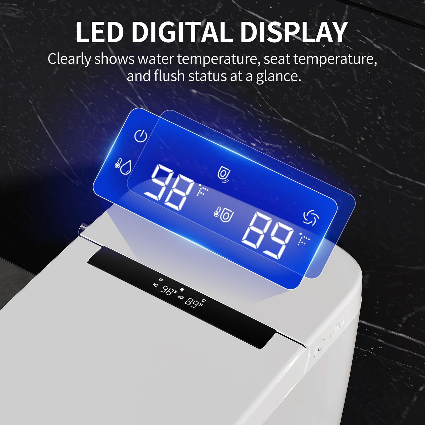 DeerValley Smart Toilet with Bidet Built in - Powerful Auto Flush, Auto Open/Close Lid, Heated Seat & Instant Warm Water Bidet, LED Display, Deodorization, 12" Rough-In, DV-1S0159-V3